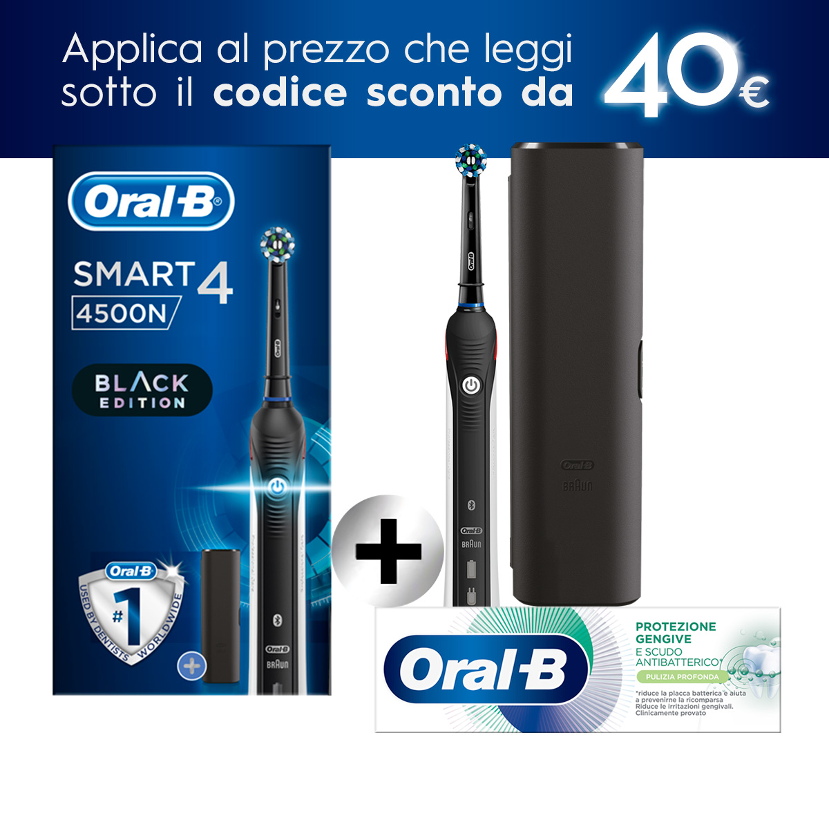 Oral-B Spazzolino Elettrico Smart 4 4500 Nero & Oral-B Dentifricio ...