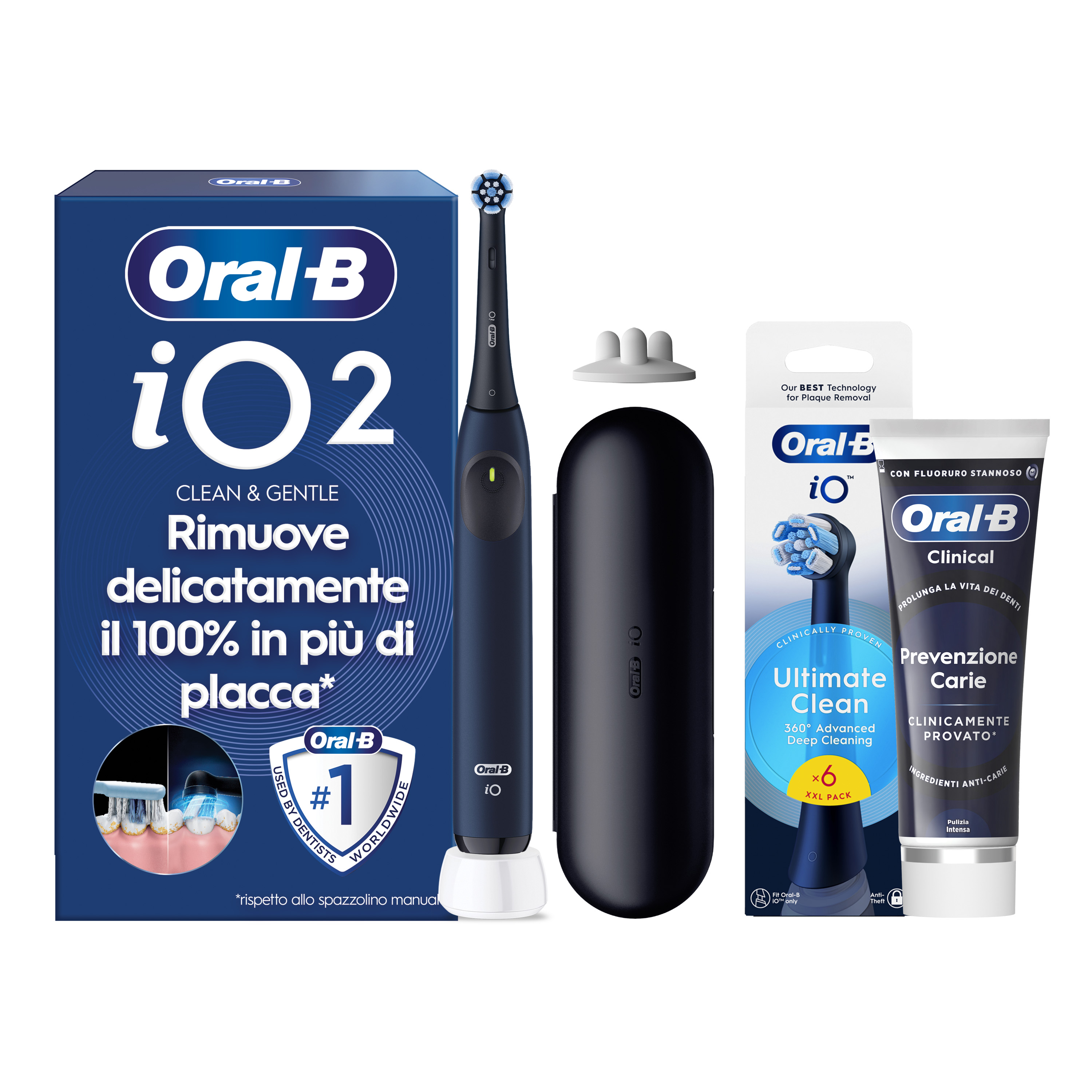 Oral-B iO 2 Spazzolino Elettrico Nero con 1 Testina e Custodia da Viaggio, 3 Modalità di Pulizia e Dentifricio Advanced Rigenera Smalto - Immagine 9