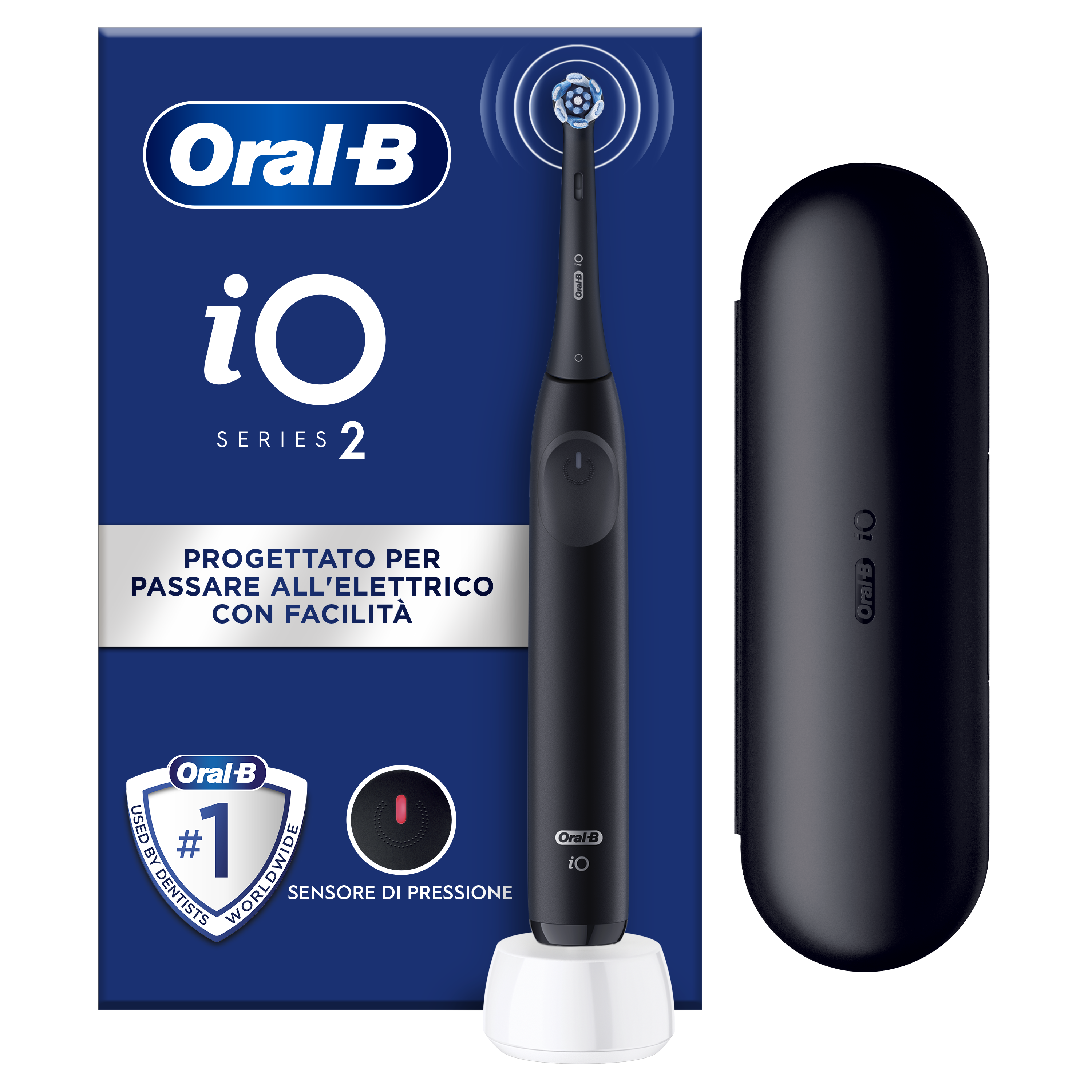 Oral-B iO 2 Spazzolino Elettrico Nero - Custodia da Viaggio
