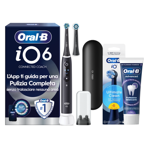 Oral-B iO 6 Spazzolino Elettrico Nero con 8 Testine Ultimate Clean Custodia da Viaggio e Dentifricio Clinical Prevenzione Carie - Immagine 46