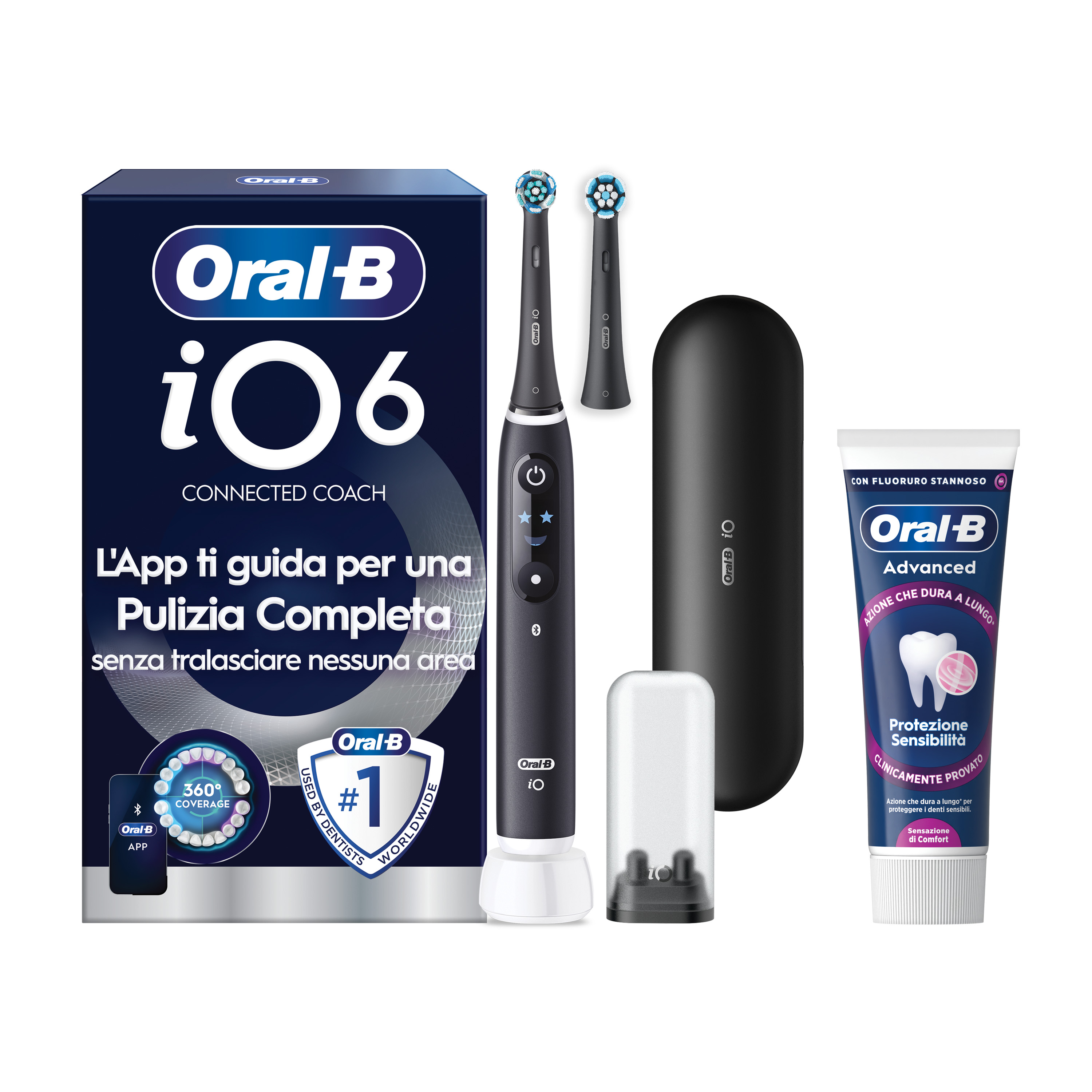 Oral-B iO 6 Spazzolino Elettrico Nero con 8 Testine Ultimate Clean Custodia da Viaggio e Dentifricio Clinical Prevenzione Carie - Immagine 18