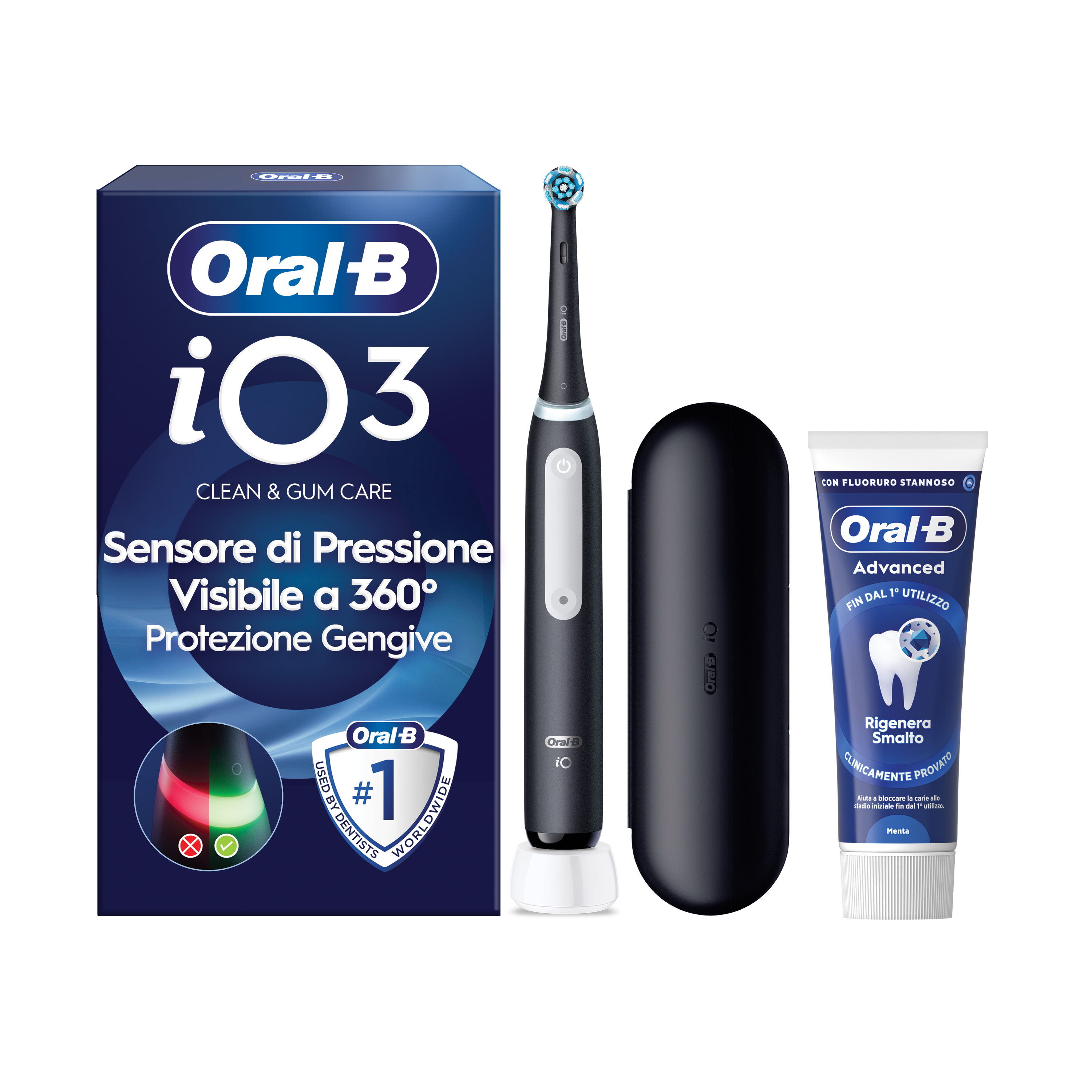Oral-B Spazzolino Elettrico iO 3 Nero - Tecnologia Avanzata - Sensore di Pressione - Immagine 3