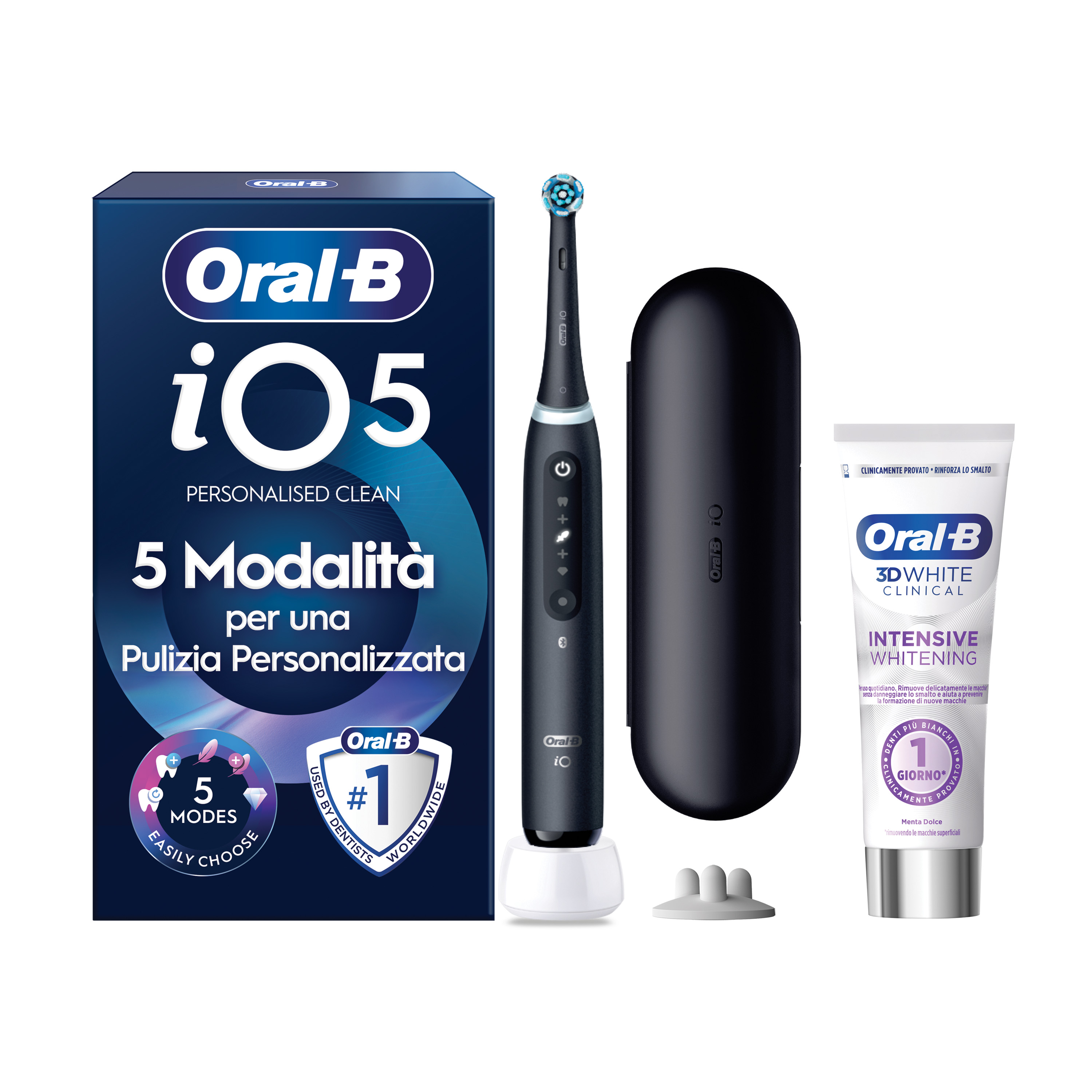 Oral-B iO 5 Spazzolino Elettrico Nero con 3 Testine Ultimate Clean e Custodia da Viaggio, 5 Modalità di Pulizia e Dentifricio Anti-Tartaro - Immagine 16