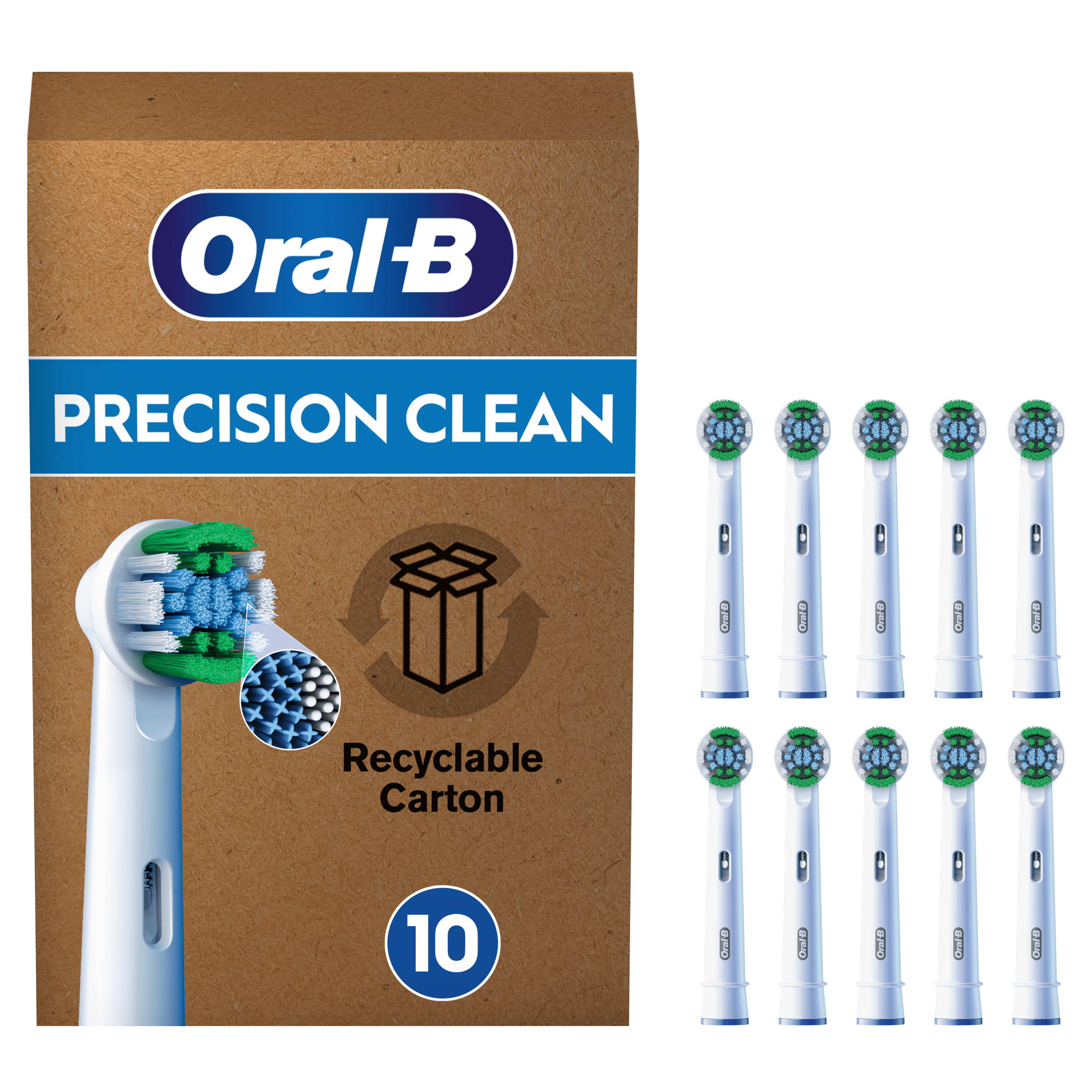 Oral-B Testine Di Ricambio Pro Precision Clean Bianco, 10 Testine, Adatto Per Buca Delle Lettere