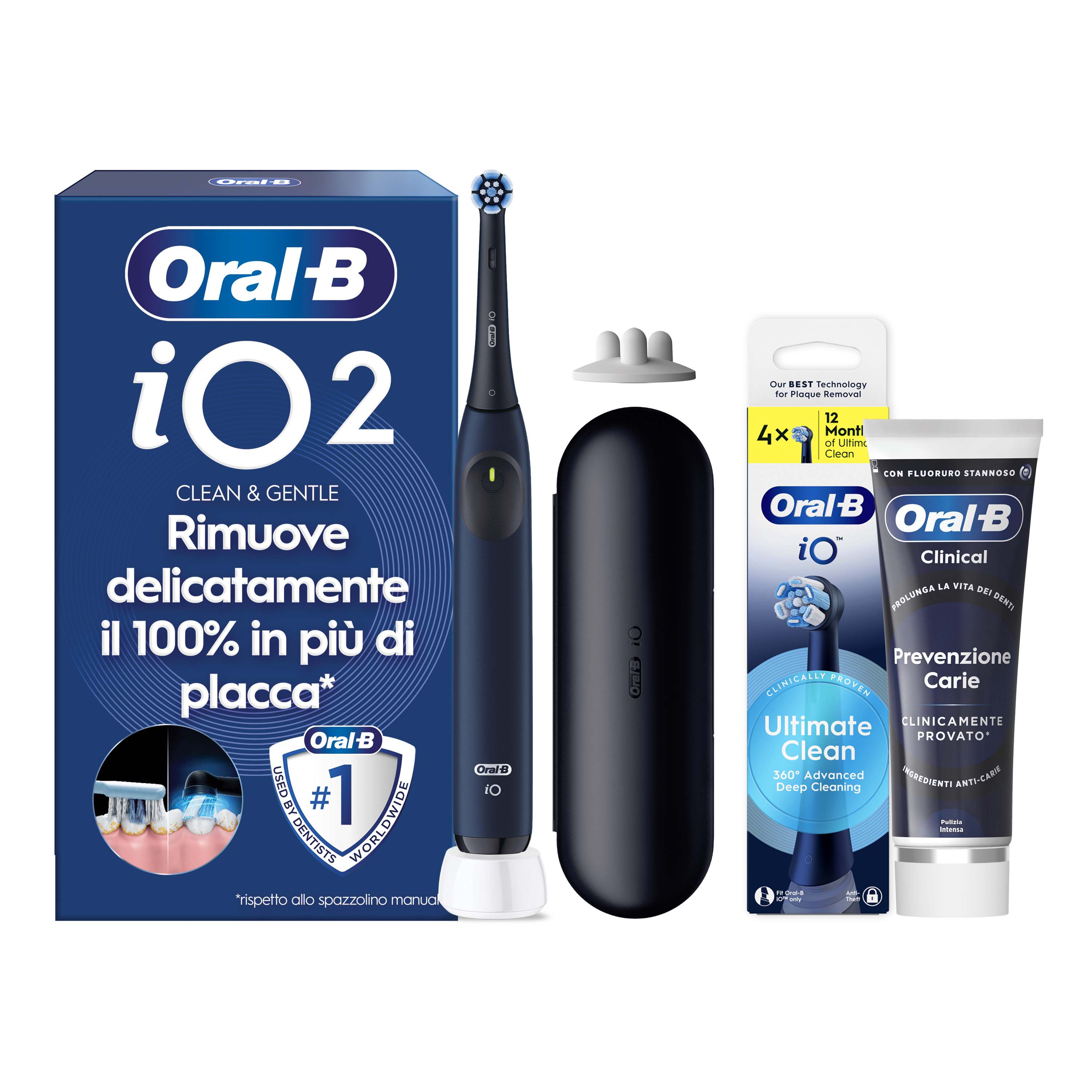 Oral-B iO 2 Spazzolino Elettrico Nero con 1 Testina e Custodia da Viaggio, 3 Modalità di Pulizia e Dentifricio Advanced Rigenera Smalto - Immagine 6