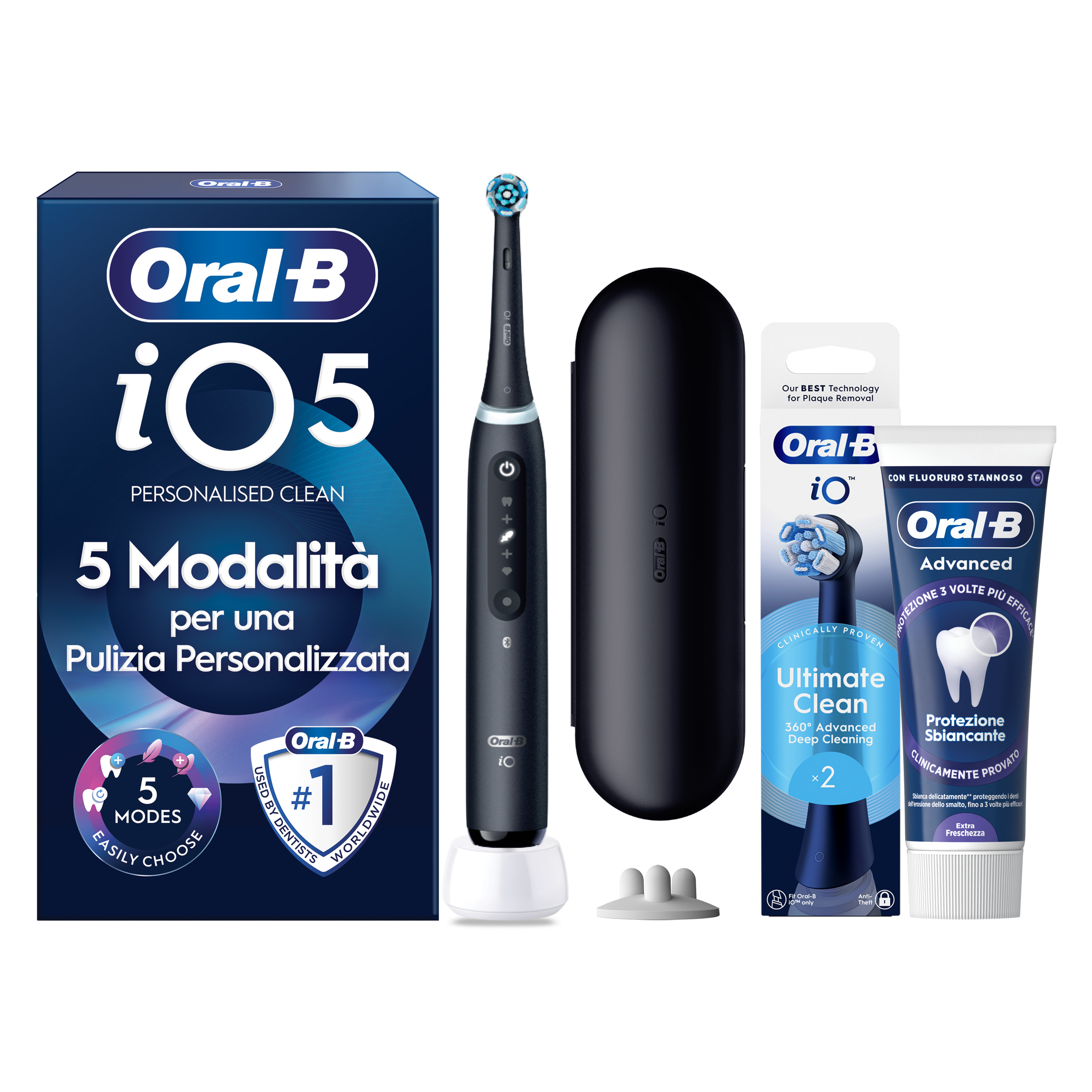 Oral-B iO 5 Spazzolino Elettrico Nero con 3 Testine Ultimate Clean e Custodia da Viaggio, 5 Modalità di Pulizia e Dentifricio Anti-Tartaro - Immagine 28