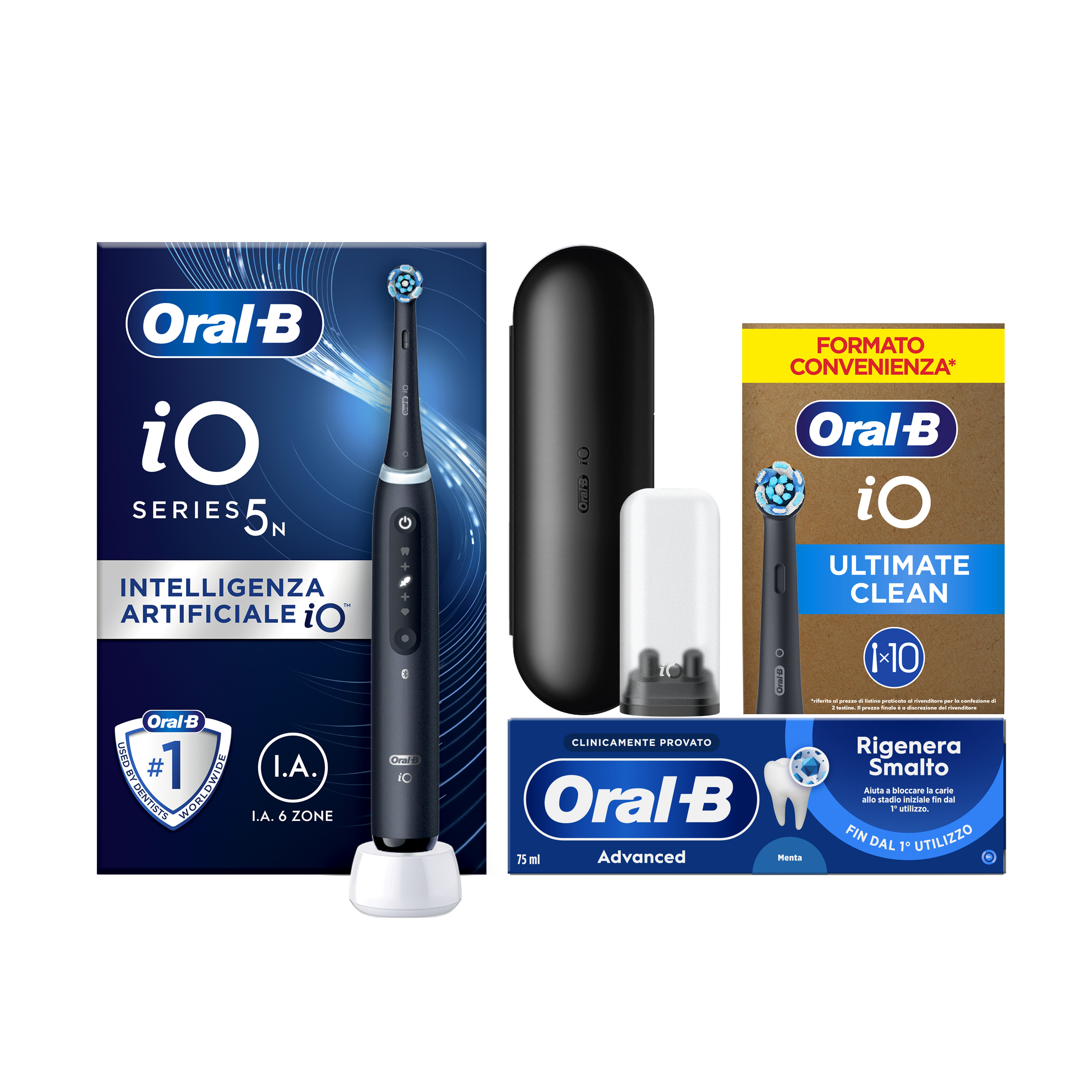 Oral-B iO 5 Spazzolino Elettrico Nero - Tecnologia Avanzata