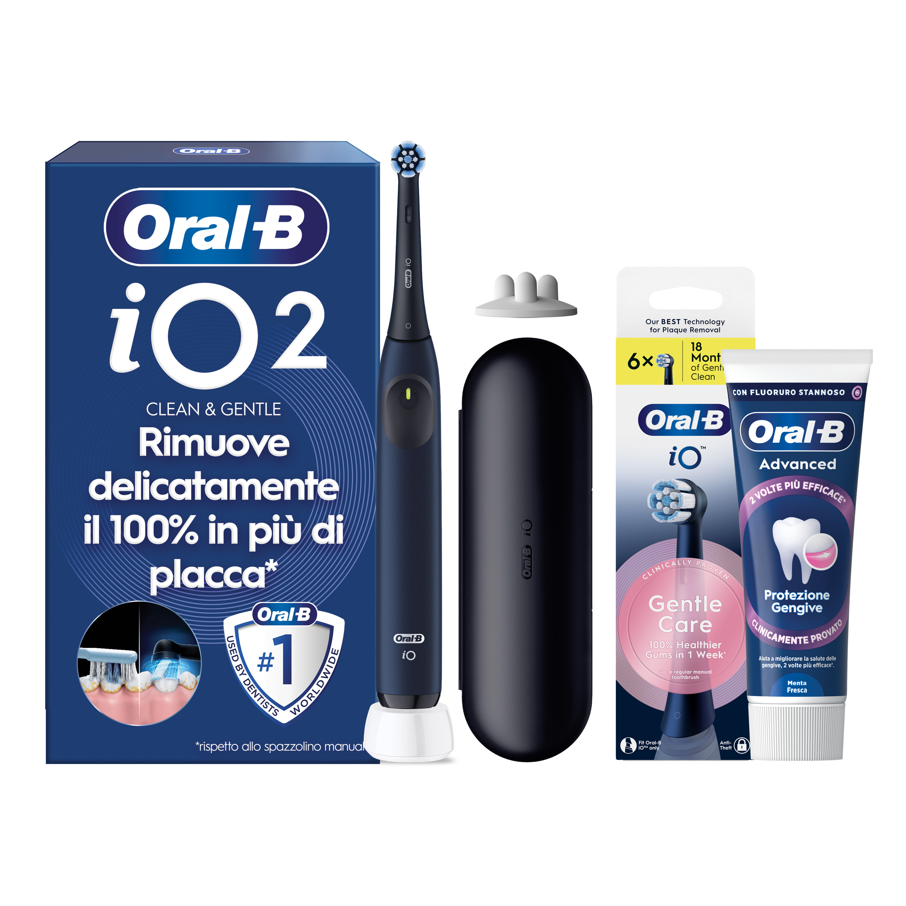 Oral-B iO 2 Spazzolino Elettrico Nero con 1 Testina e Custodia da Viaggio, 3 Modalità di Pulizia e Dentifricio Advanced Rigenera Smalto - Immagine 7