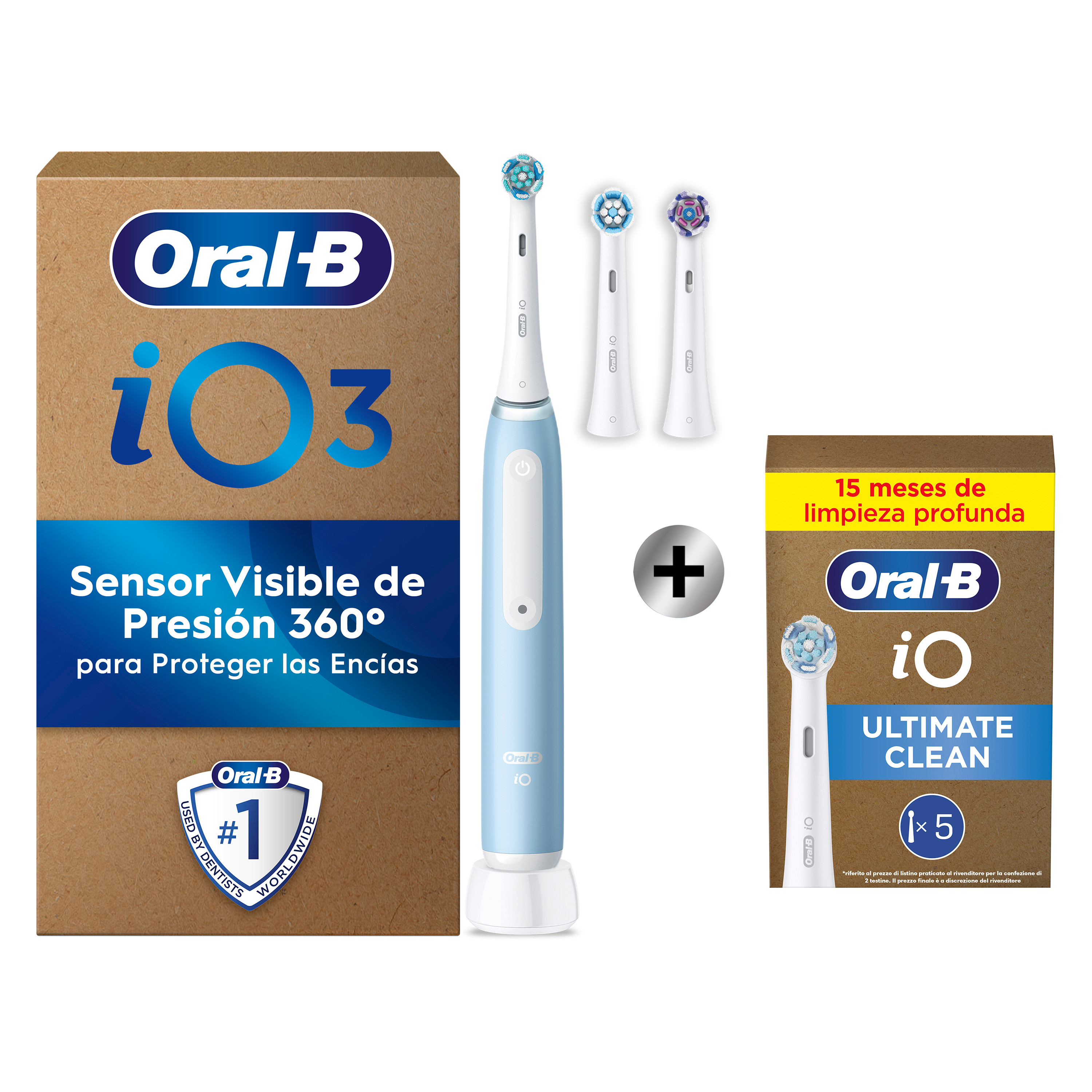 Oral-B iO 3 Pack de Cepillo Eléctrico Azul con 3+5 cabezales