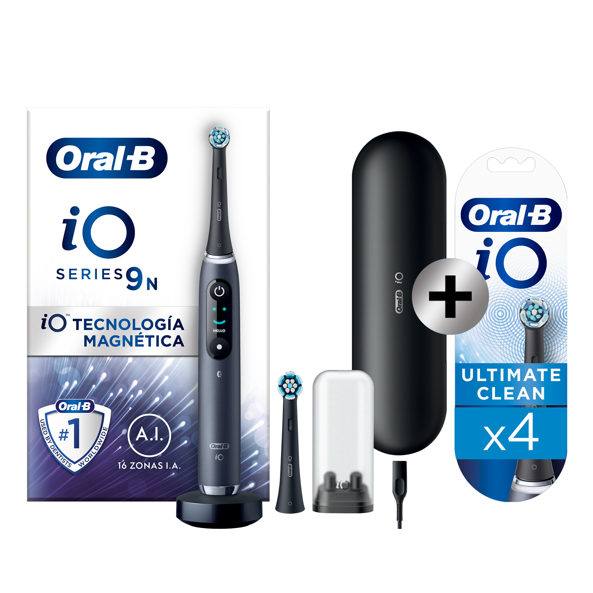Oral-B iO 9 Cepillo Eléctrico Negro con 2 + 4 Recambios