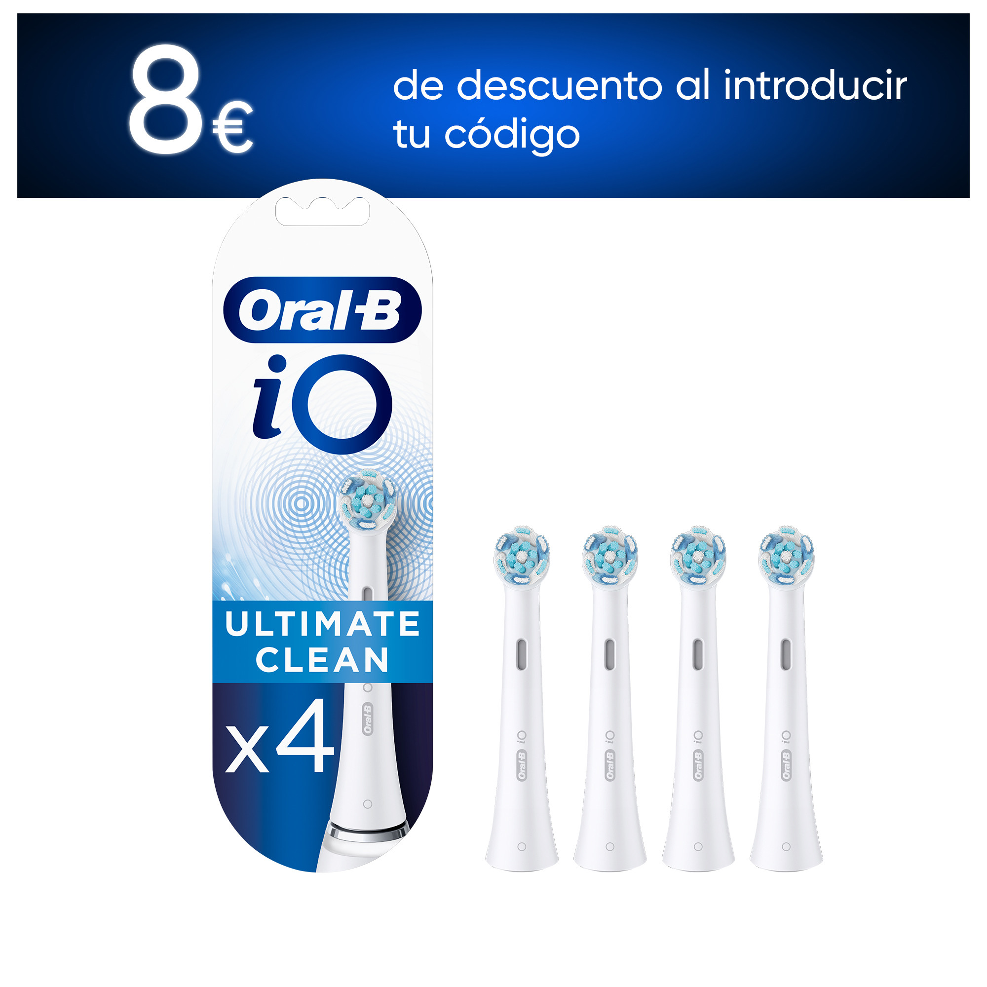 Oral-B iO Recambios Ultimate Clean en Blanco - Pack de 4