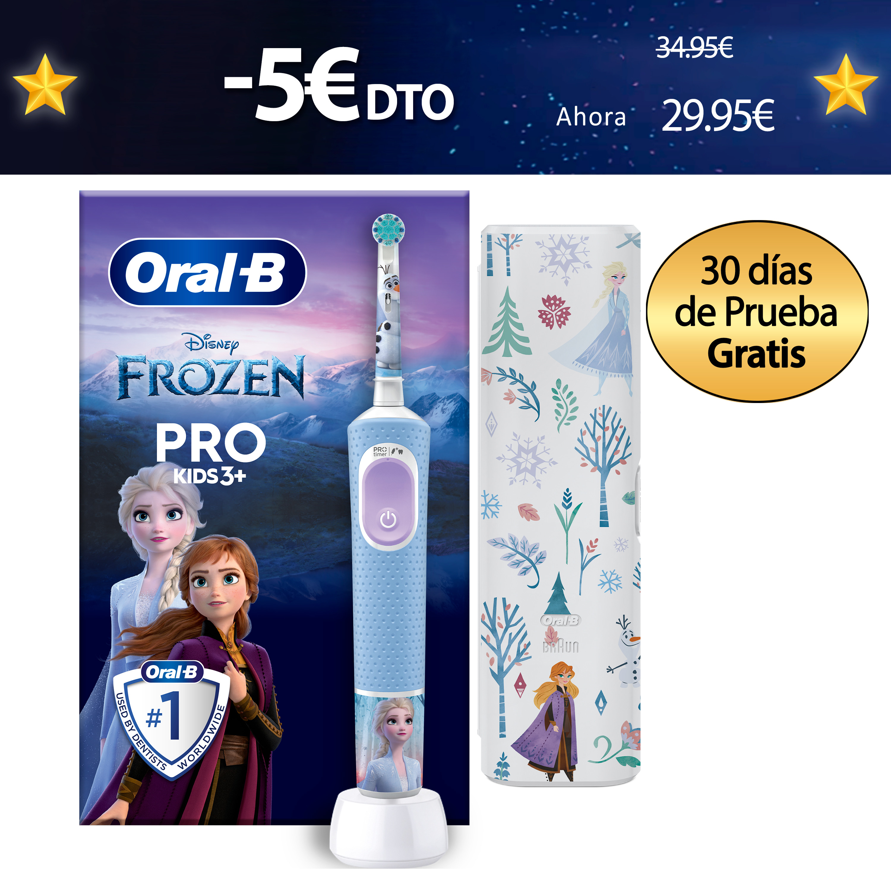 Oral-B Pro Kids Frozen Cepillo Eléctrico con 2 Recambios