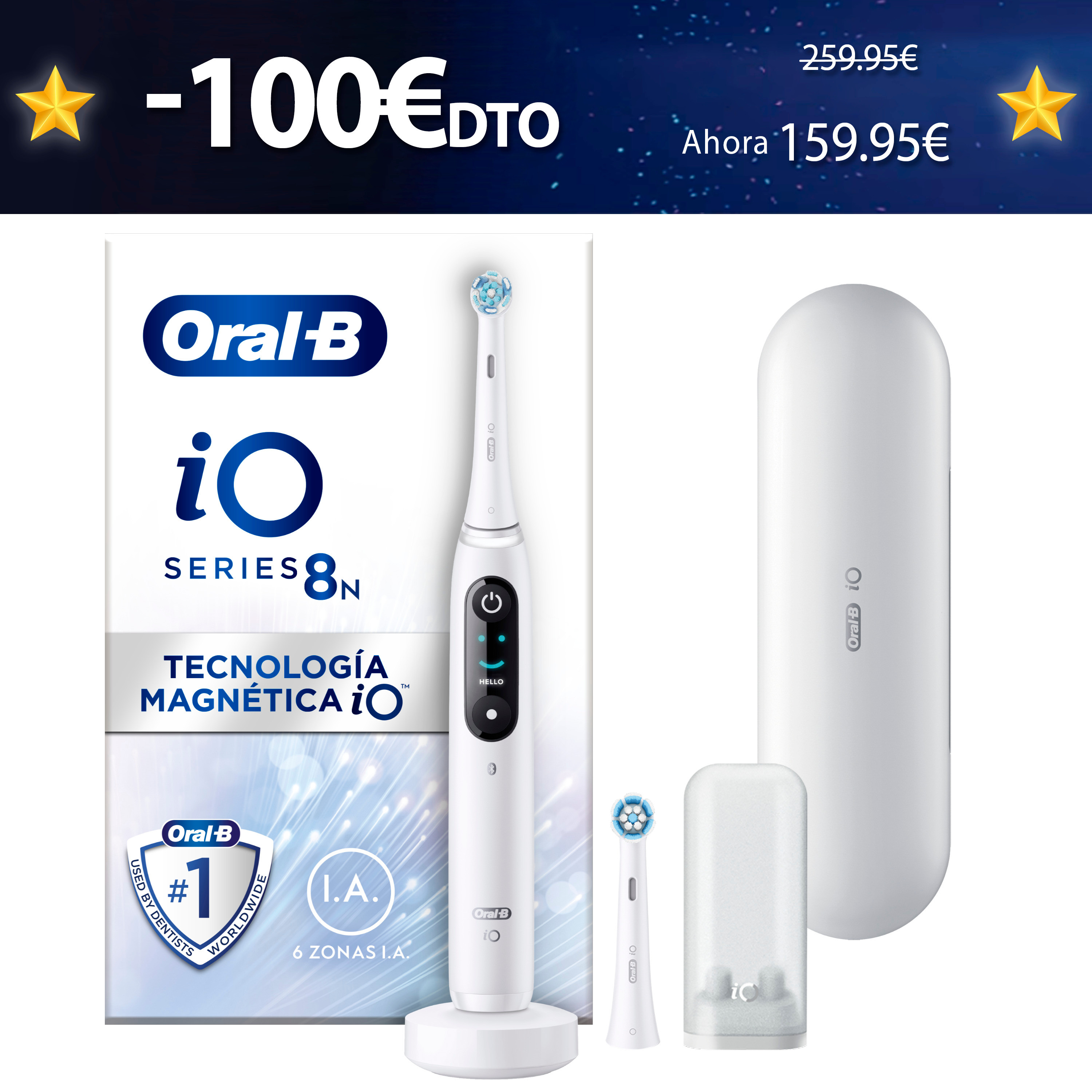 Oral-B iO 8 Cepillo Eléctrico blanco con 2 Recambios