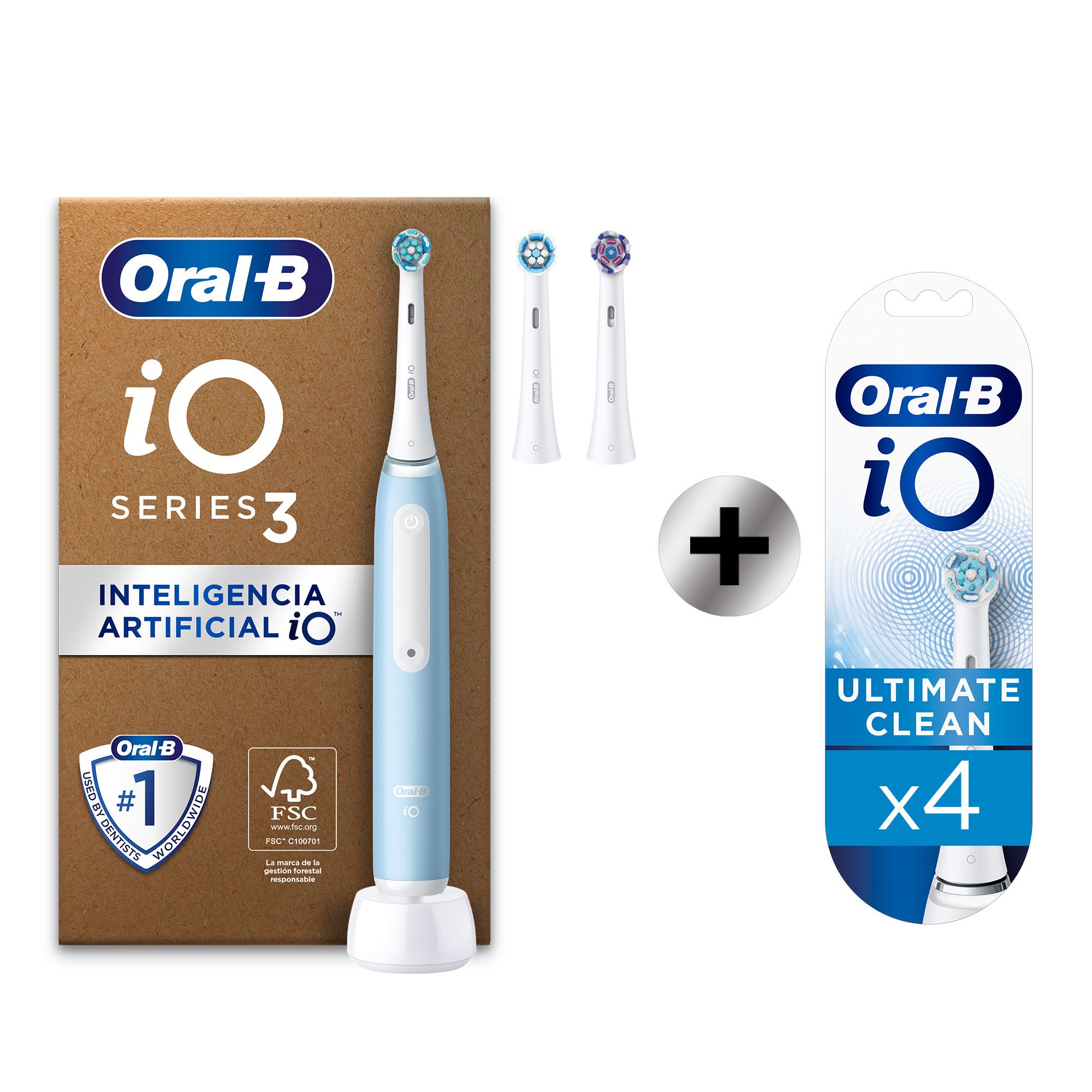 Oral-B iO 3 Pack de Cepillo Eléctrico Azul con 3 Recambios + 4 Recambios