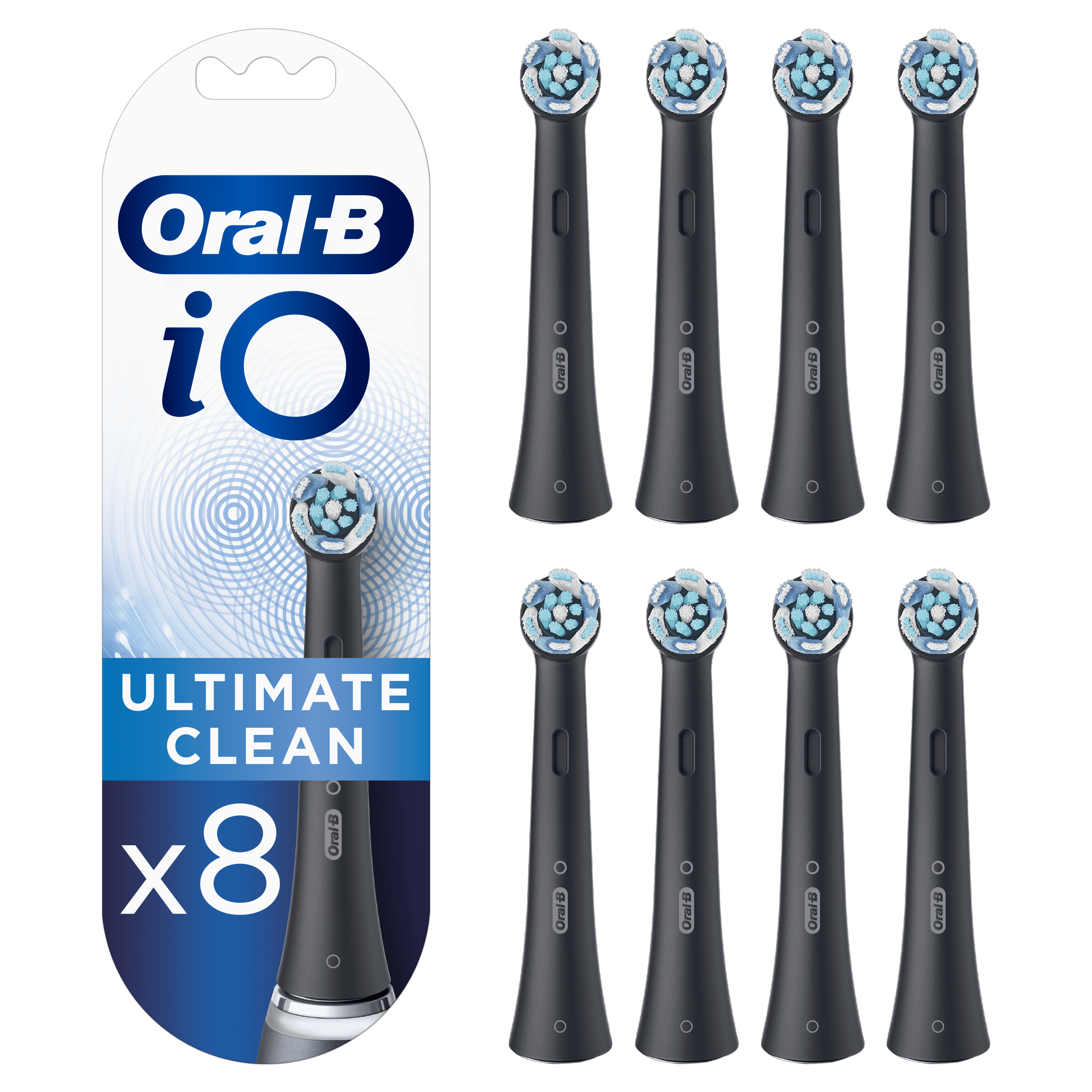 Oral-B iO Recambios Ultimate Clean en Negro  - Pack de 8