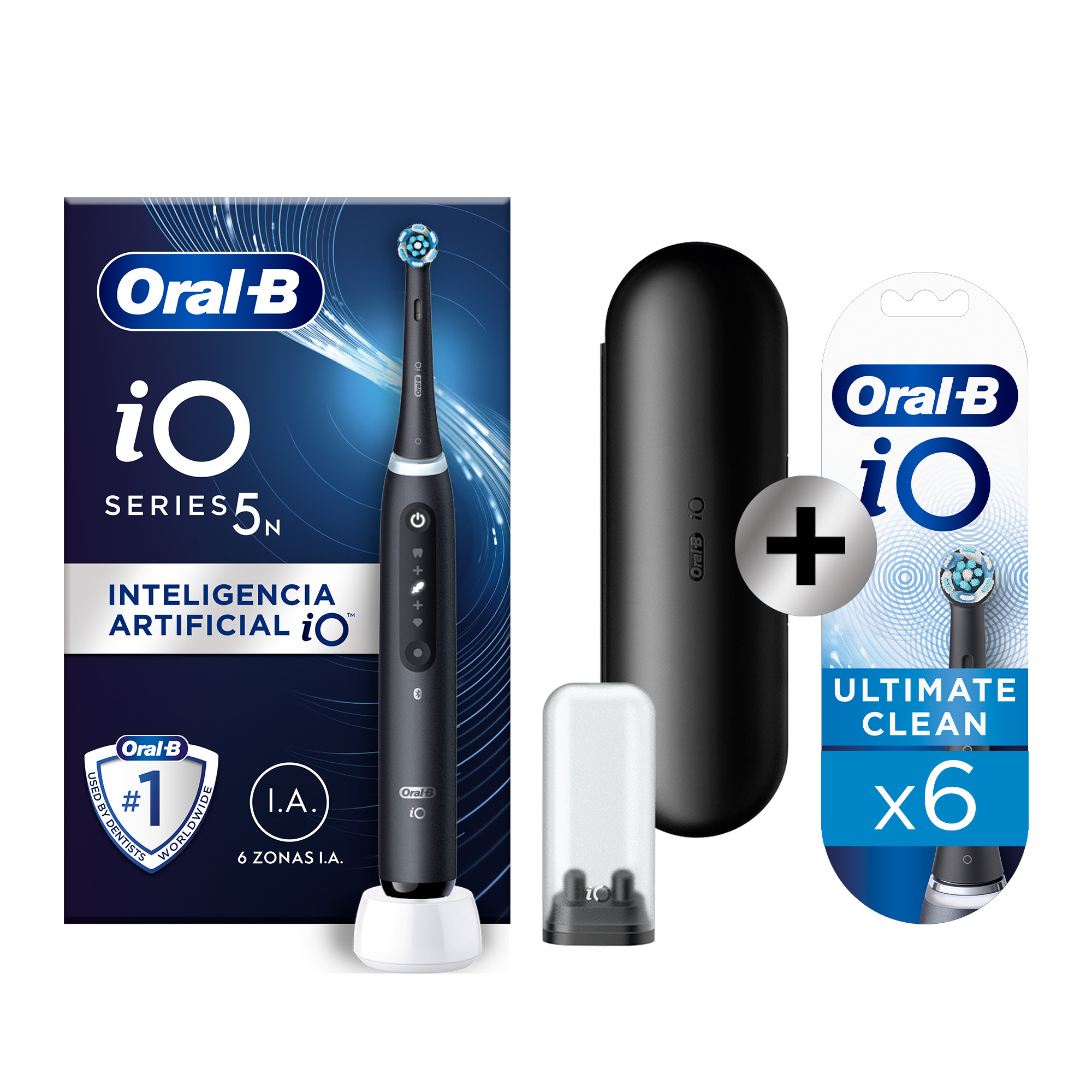 Oral-B iO 5 Cepillo Eléctrico negro con 1 + 6 Recambios