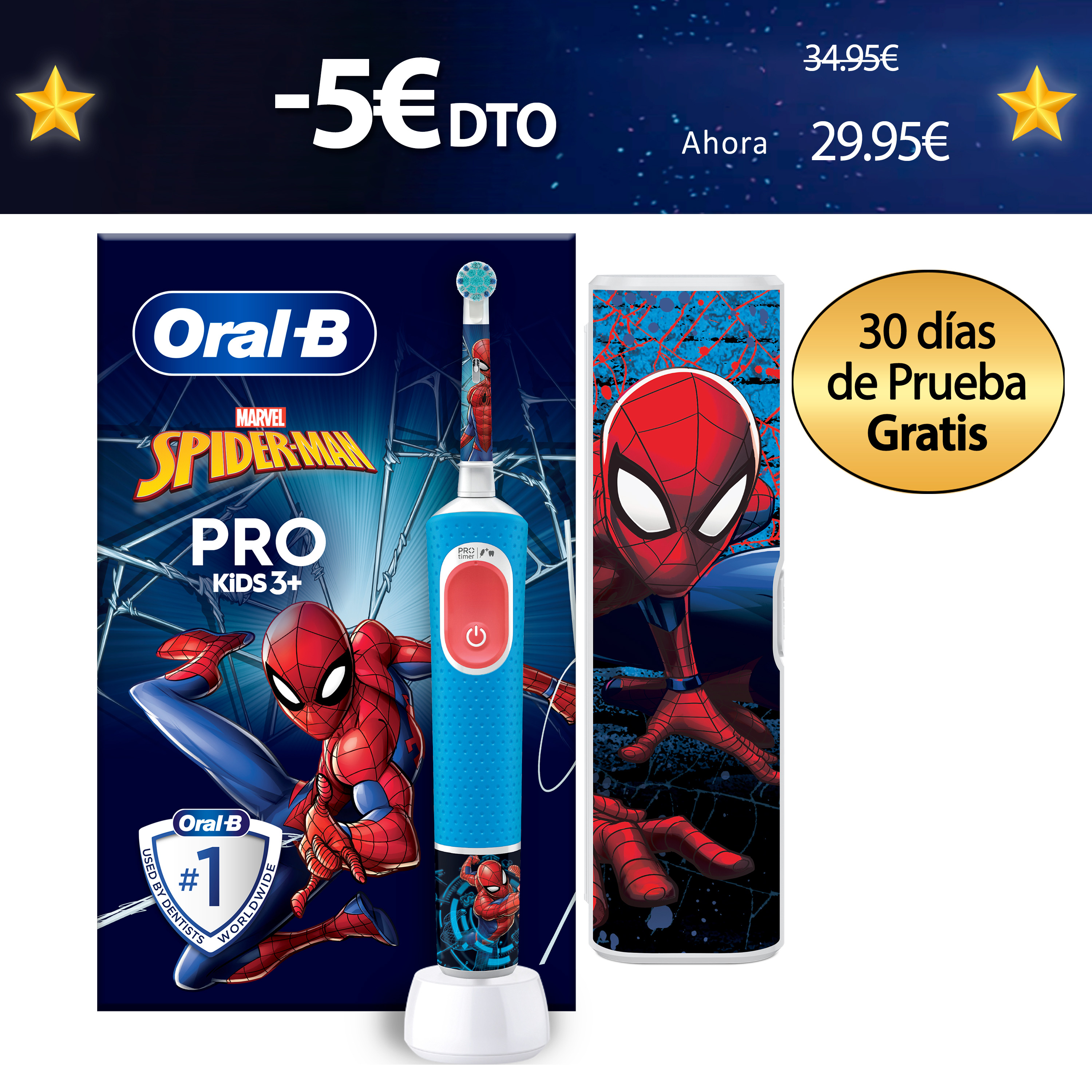 Oral-B Pro Kids Spiderman Cepillo Eléctrico con 1 Recambio