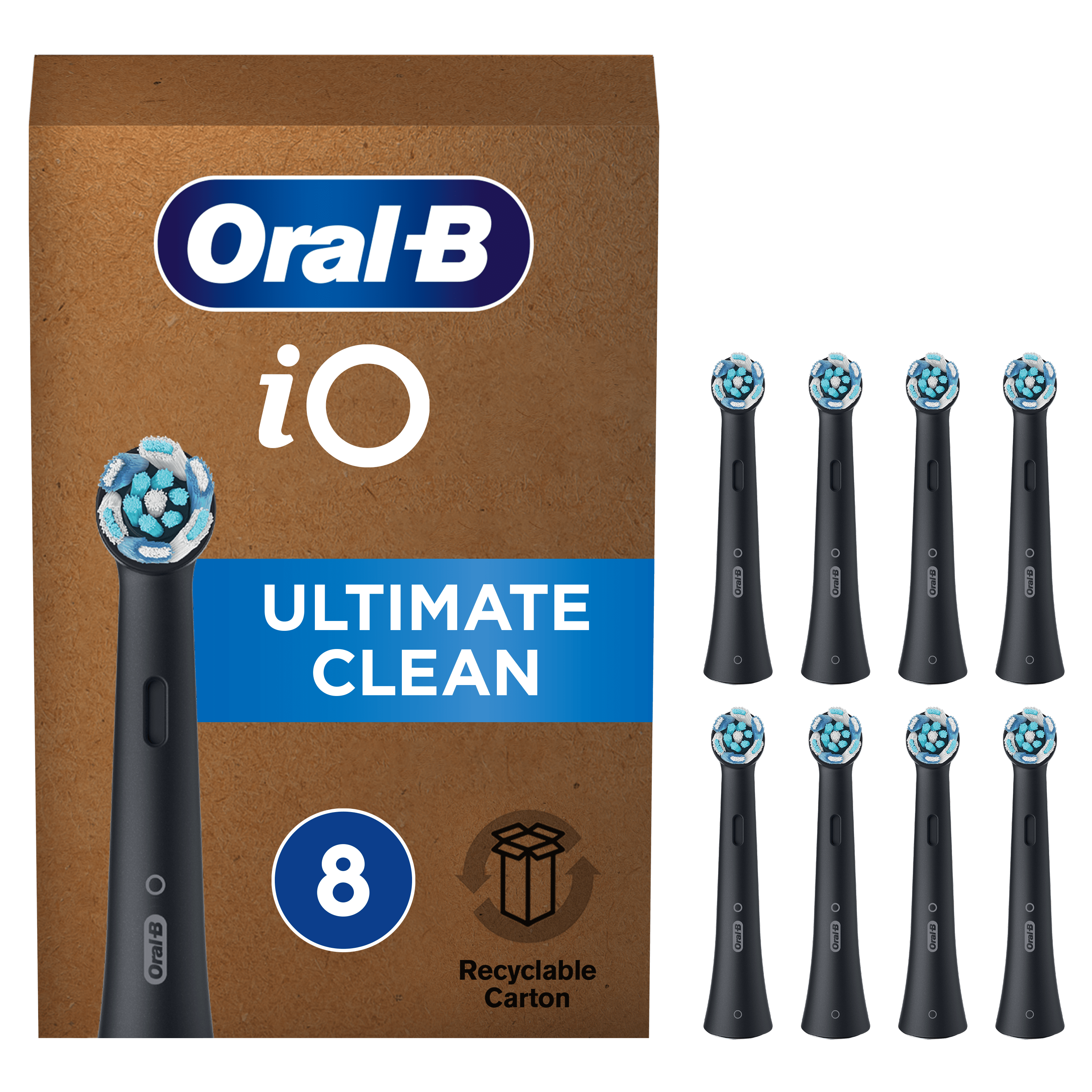 Oral-B iO Recambios Ultimate Clean en Negro  - Pack de 8