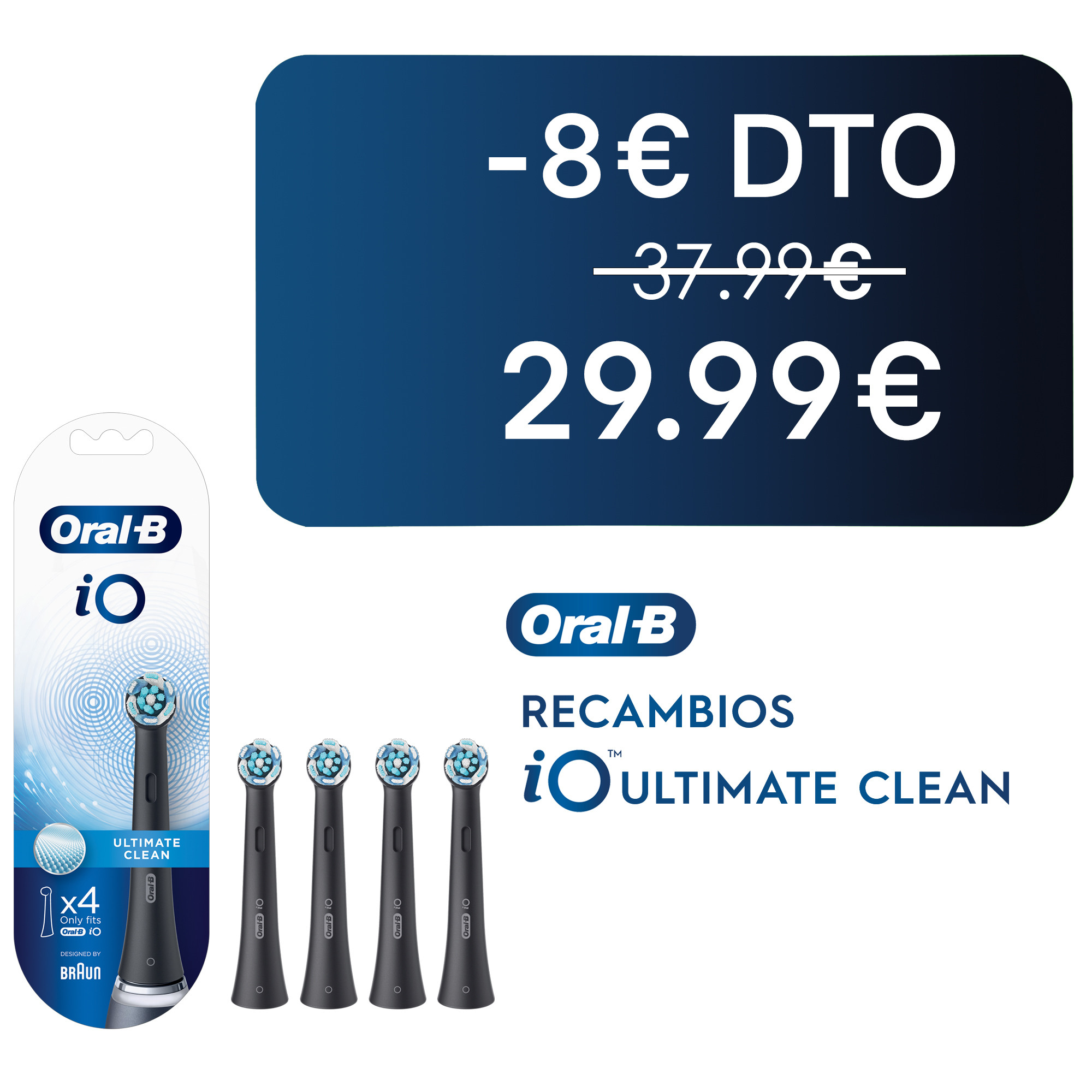 Oral-B Recambios iO Ultimate Clean - Pack de 4