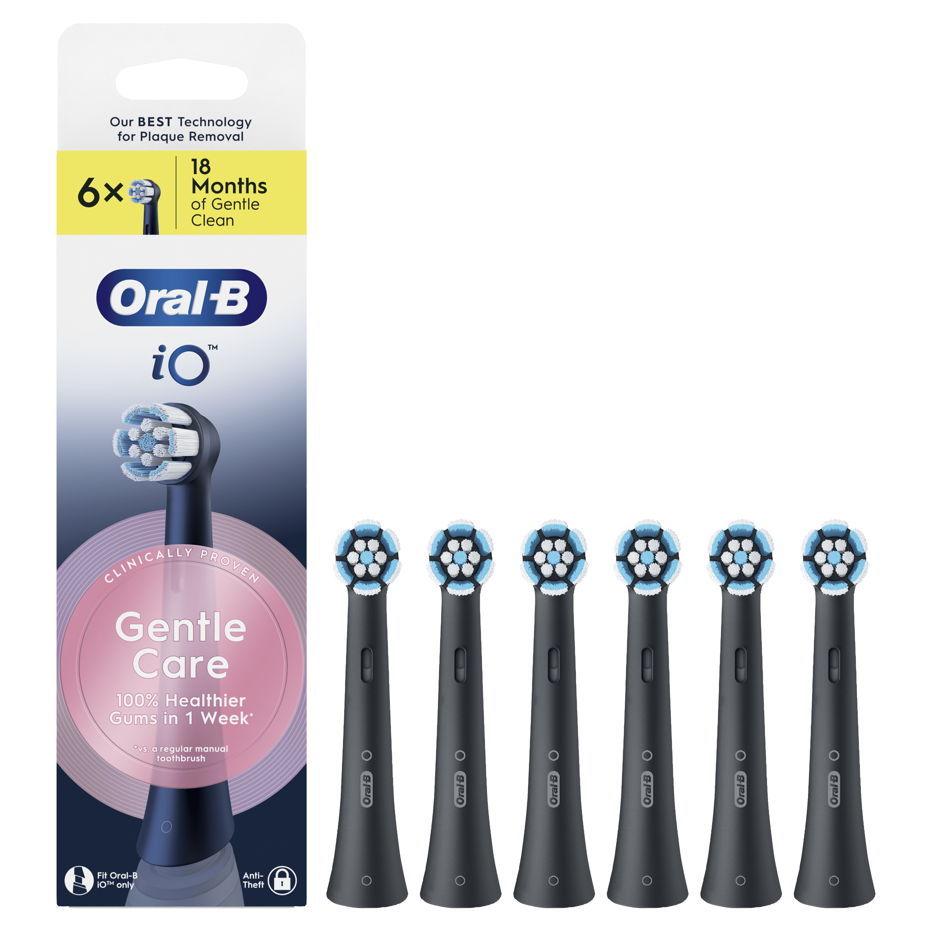Oral-B iO Recambios Gentle Care en Negro - Pack de 6