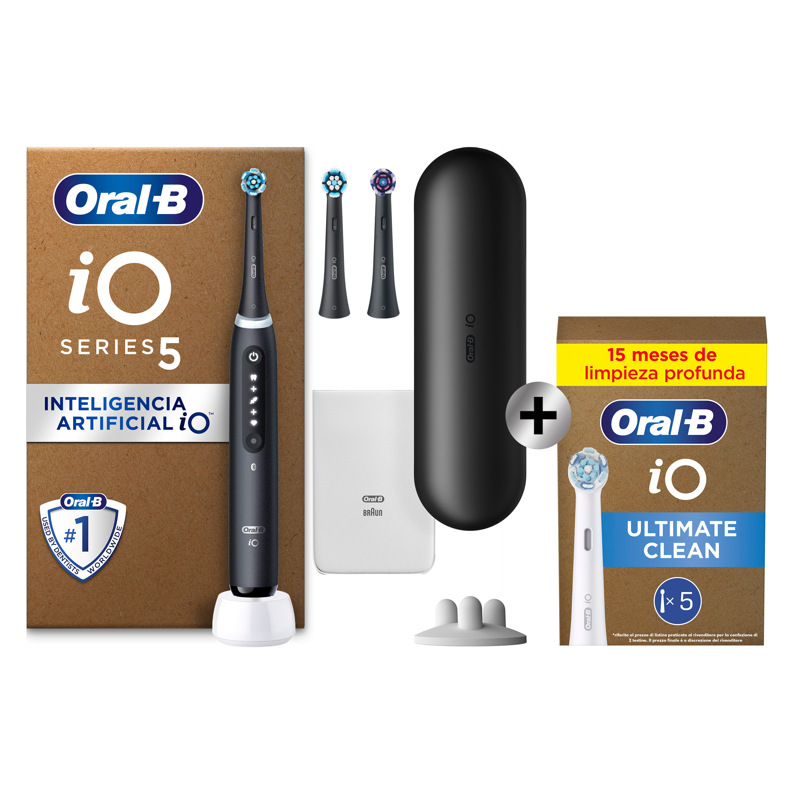 Oral-B iO Pack de Cepillo Eléctrico Negro con 3&plus;5 cabezales
