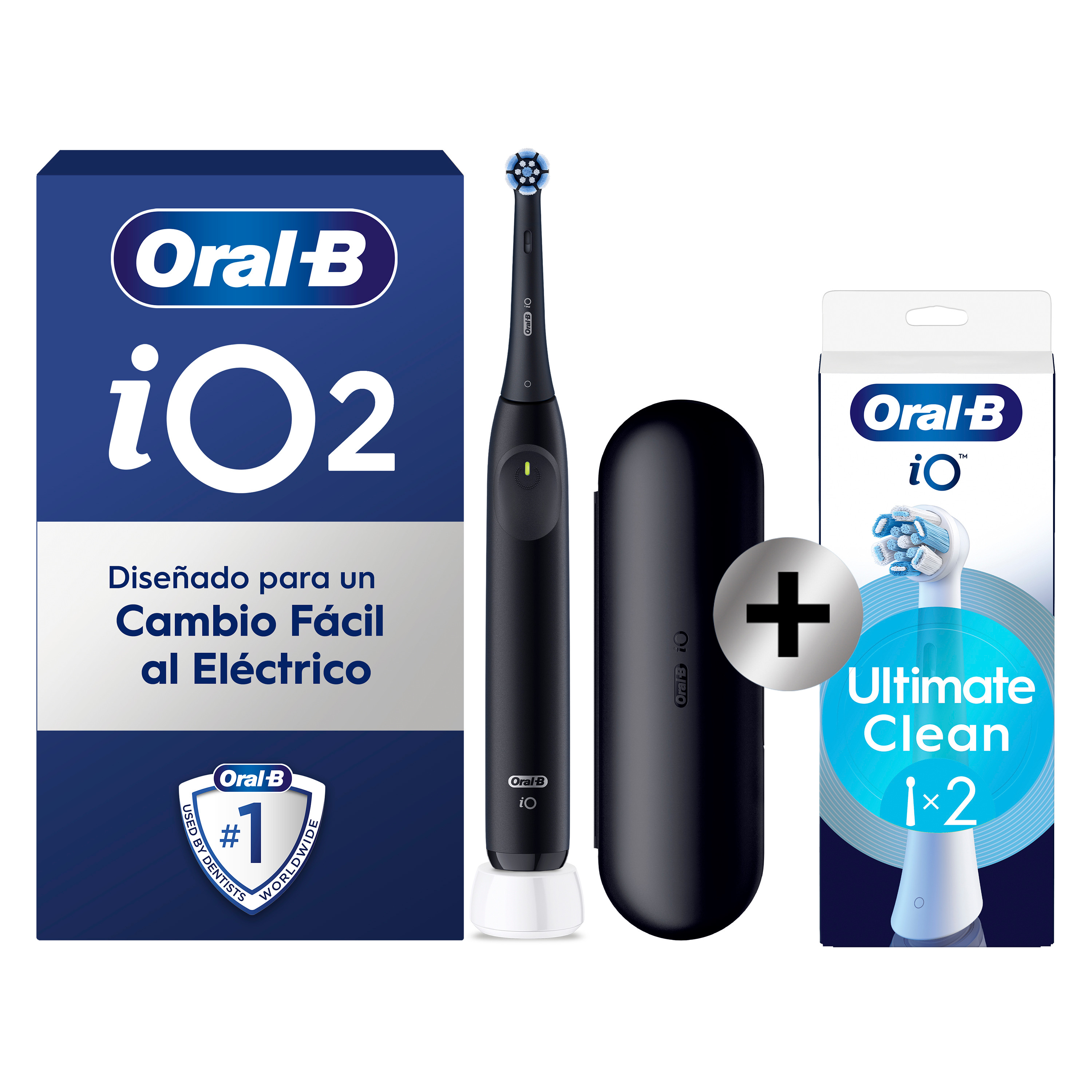 Oral-B iO 2 Cepillo Eléctrico Negro con 1+2 cabezal y estuche de viaje