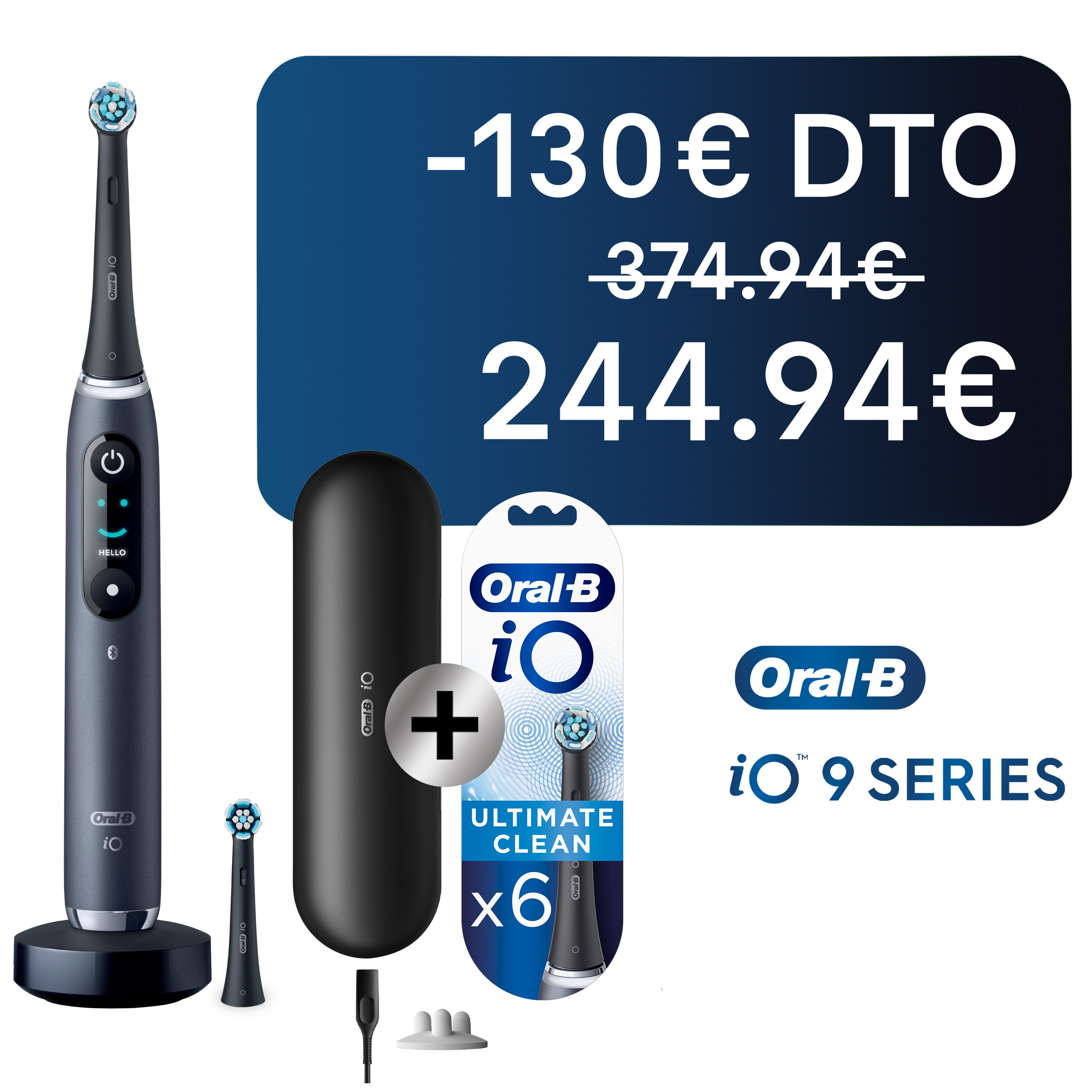 Oral-B iO 9 Cepillo Eléctrico Negro con 2 + 6 Recambios