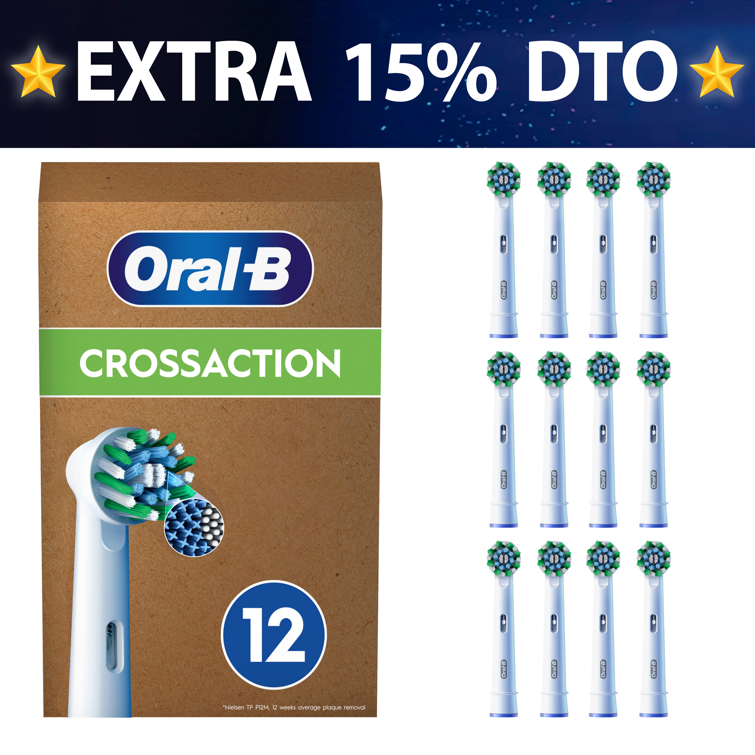 Oral-B Recambios Cross Action en Blanco - Pack de 12