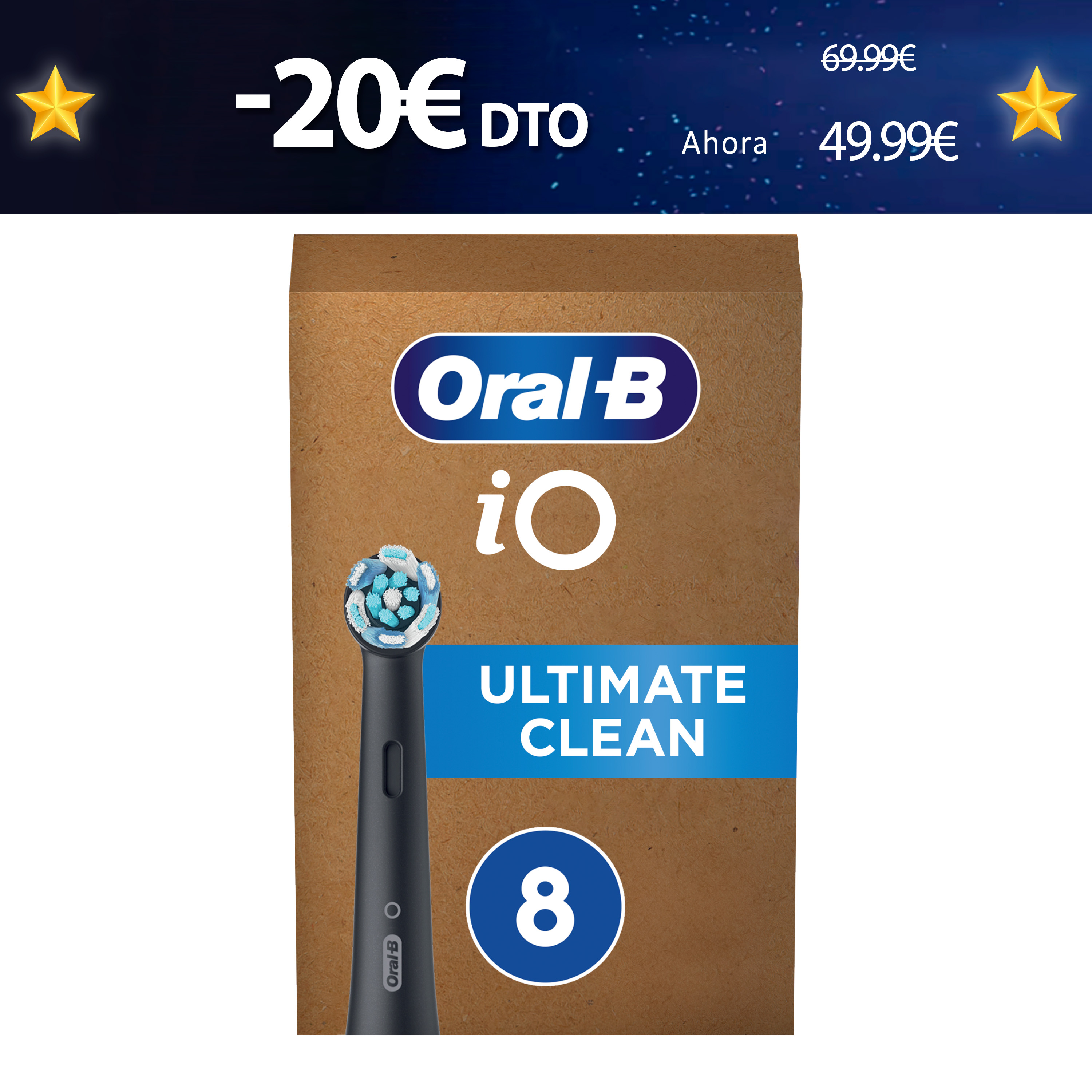 Oral-B iO Recambios Ultimate Clean en Negro  - Pack de 8