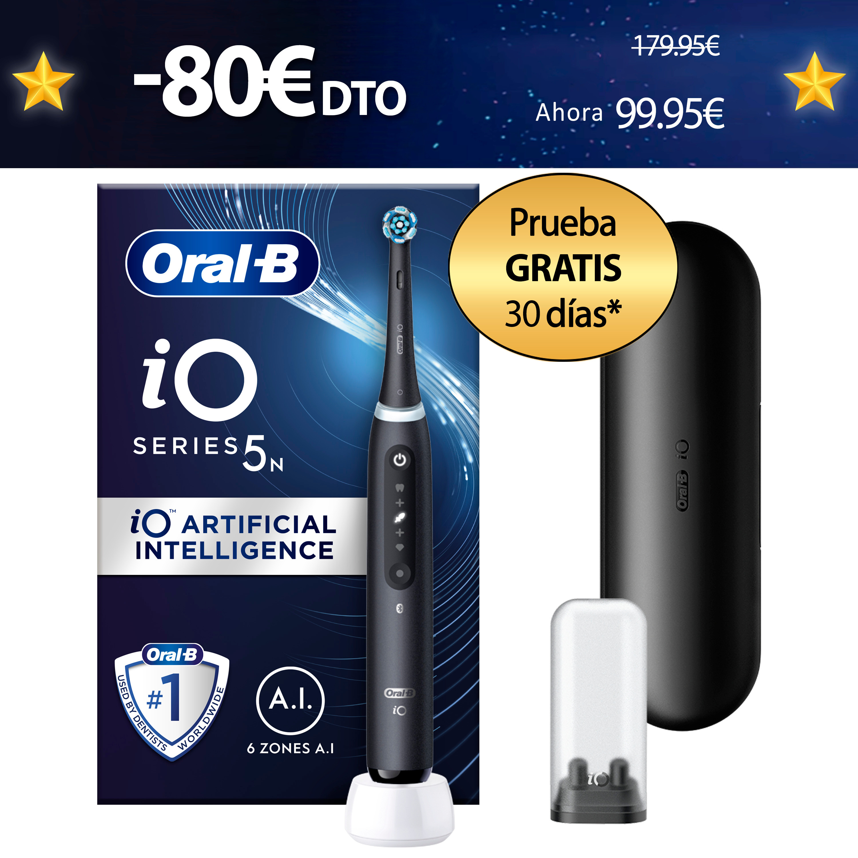 Oral-B iO 5 Cepillo Eléctrico negro con 1 Recambio