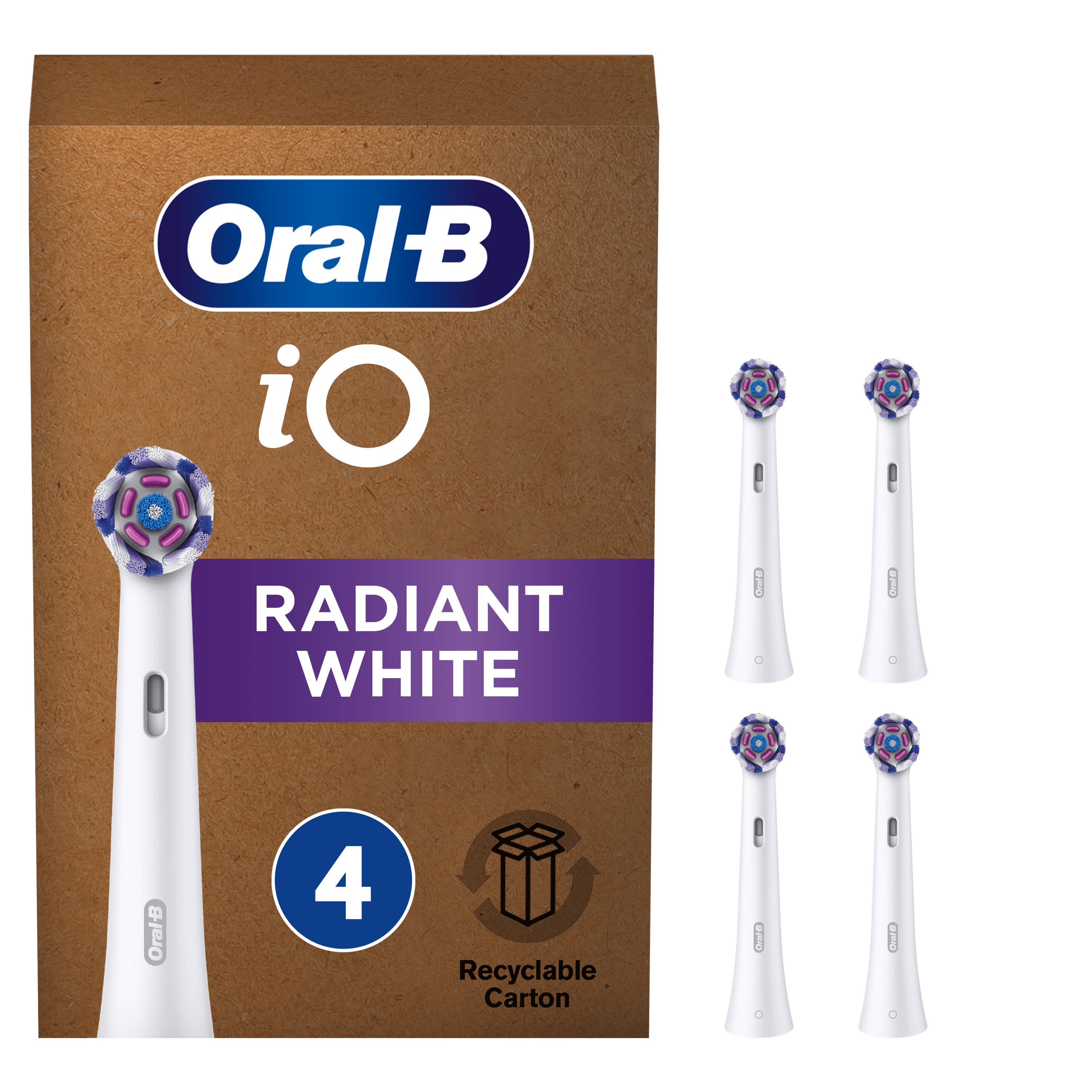 Oral-B iO Recambios Radiant White en Blanco - Pack de 4