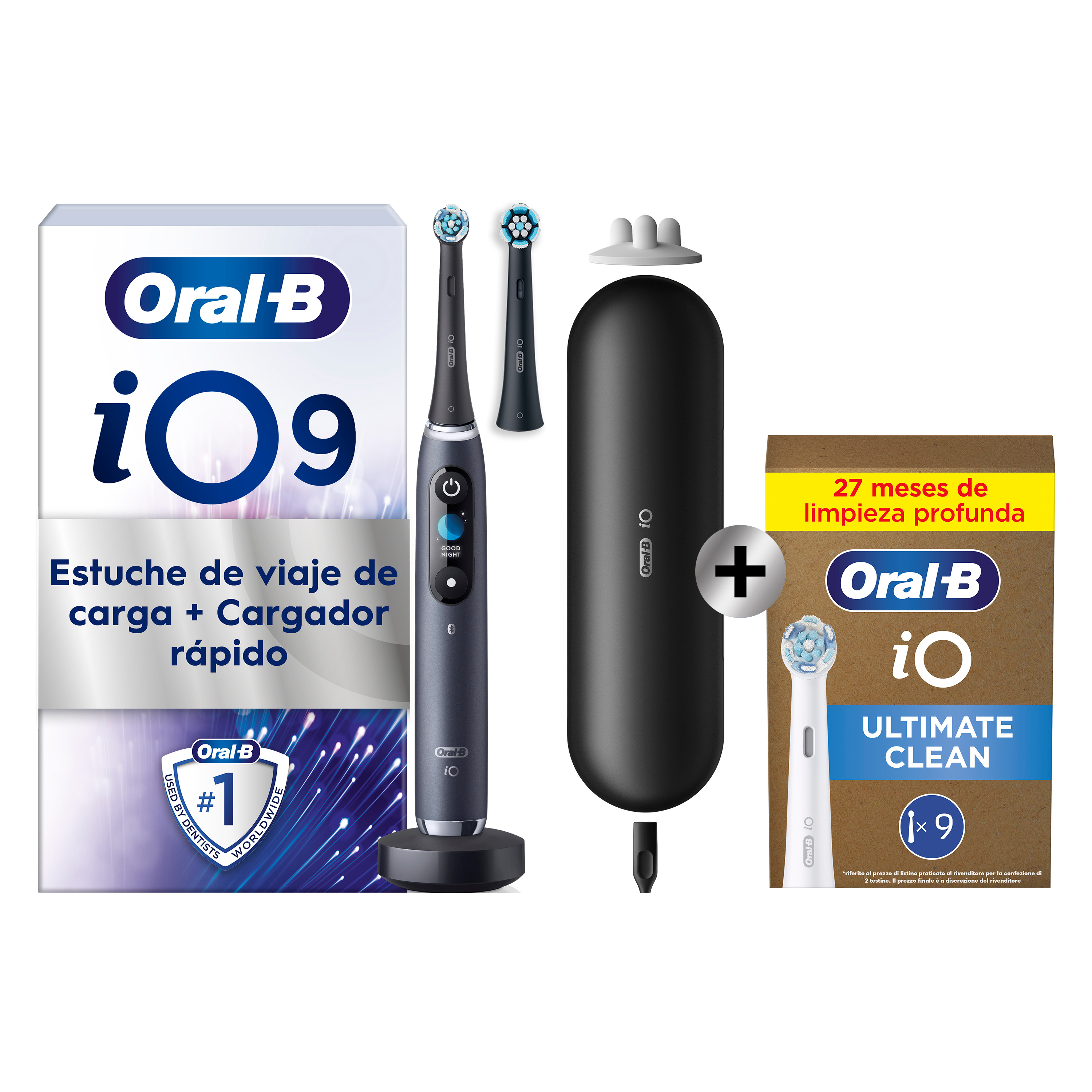 Oral-B iO 9 Cepillo Eléctrico Negro con 2+9 cabezales