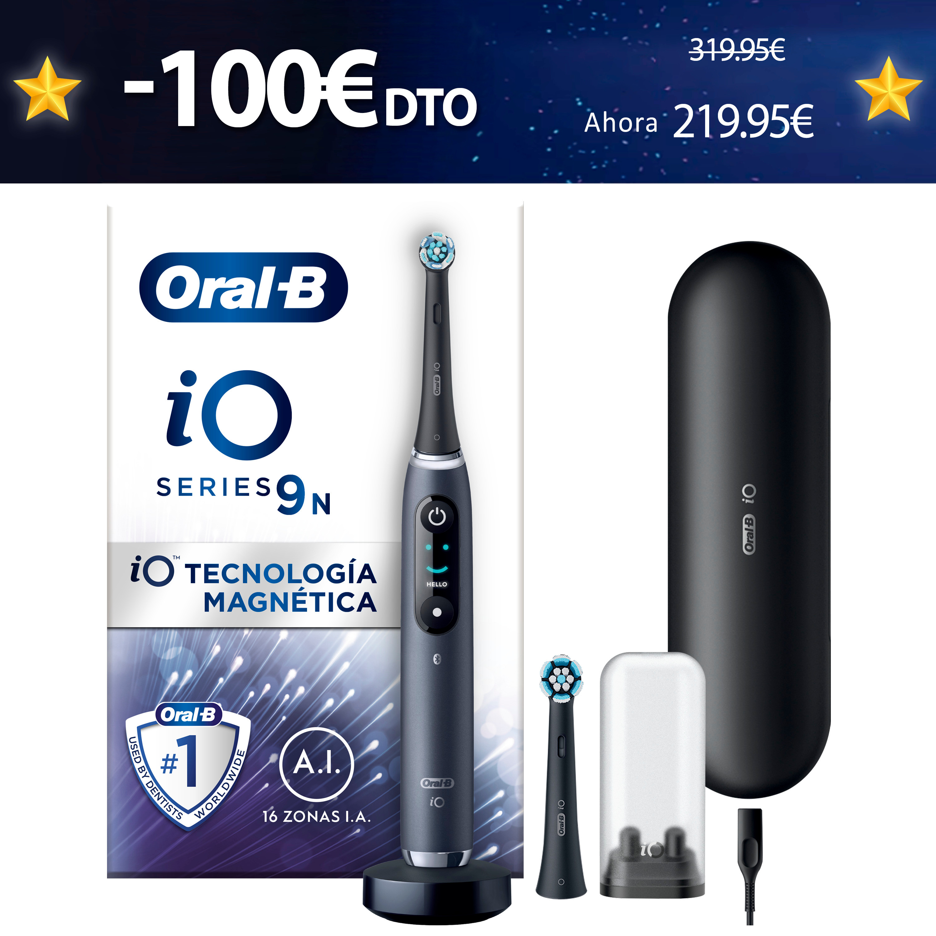 Oral-B iO9 Cepillo Eléctrico Negro con 2 Recambios