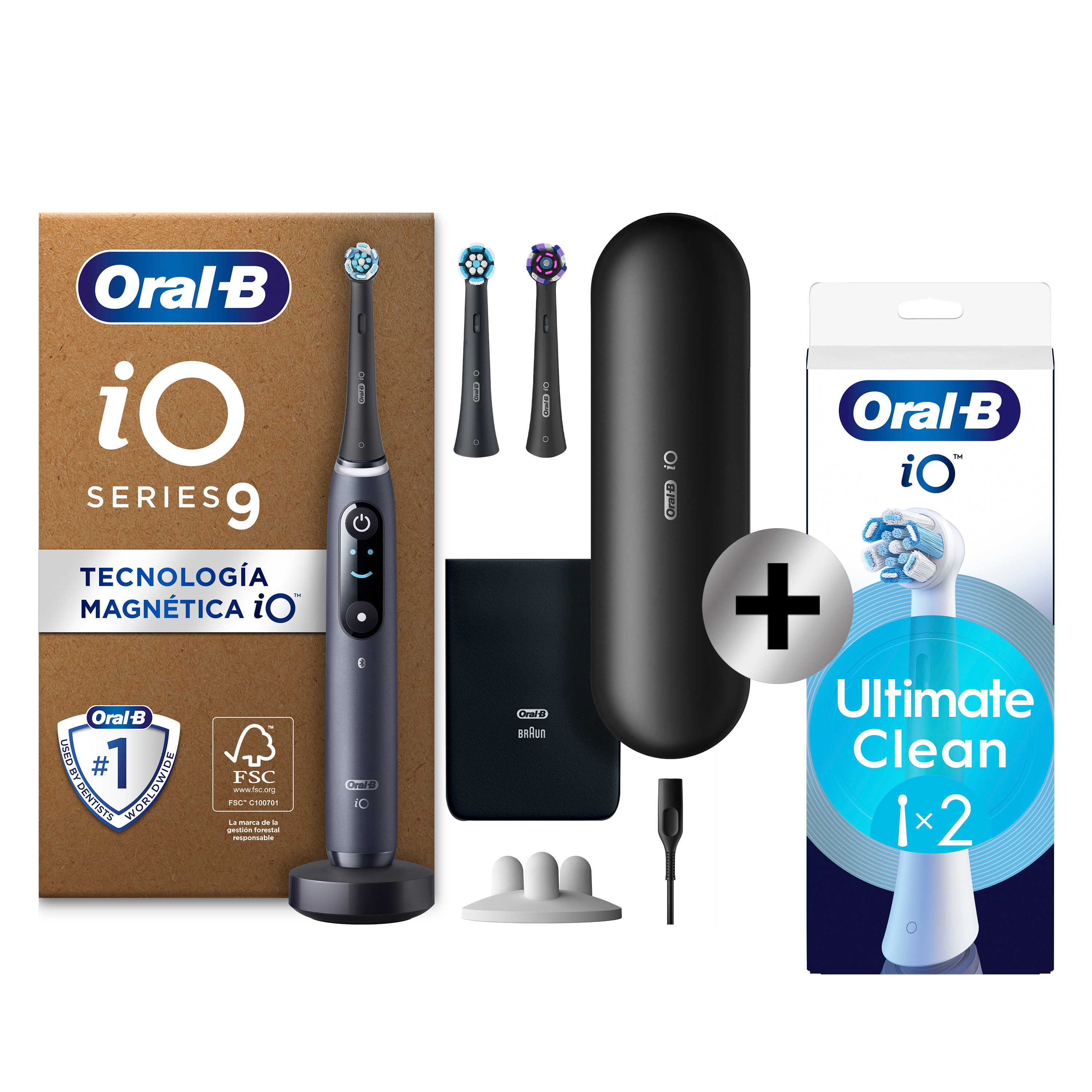 Oral-B iO 9 Pack de Cepillo Eléctrico Negro con 3 + 2 Recambios