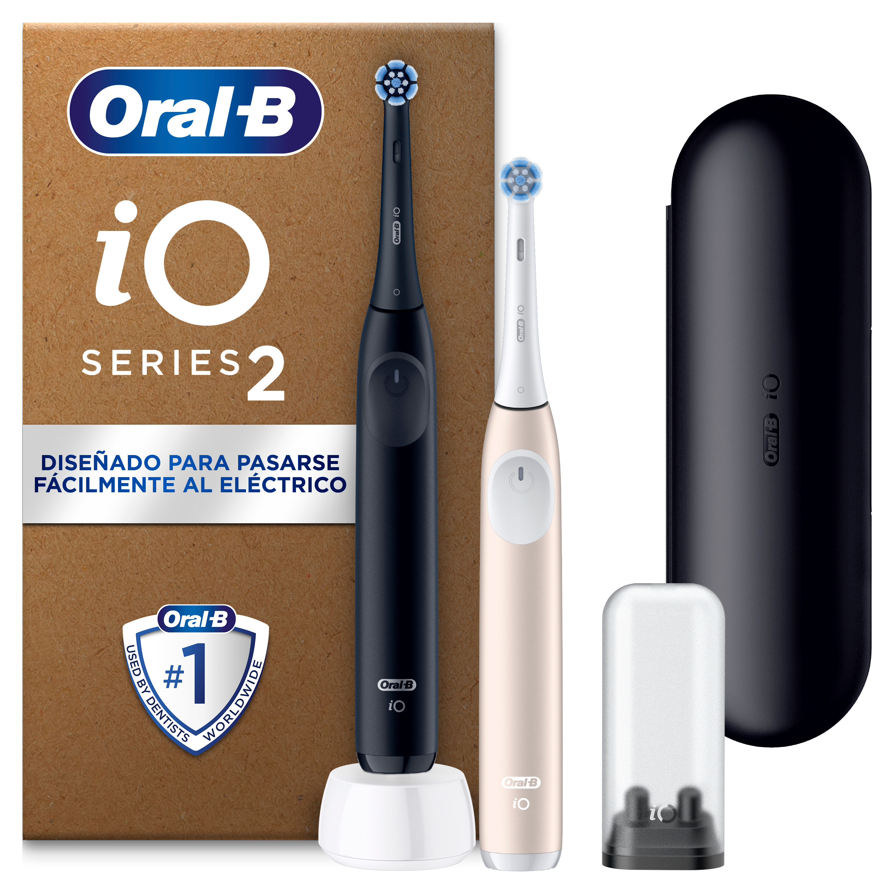 Oral-B iO 2 Pack Doble de Cepillos Eléctricos Negro y Rosa con 2 cabezales