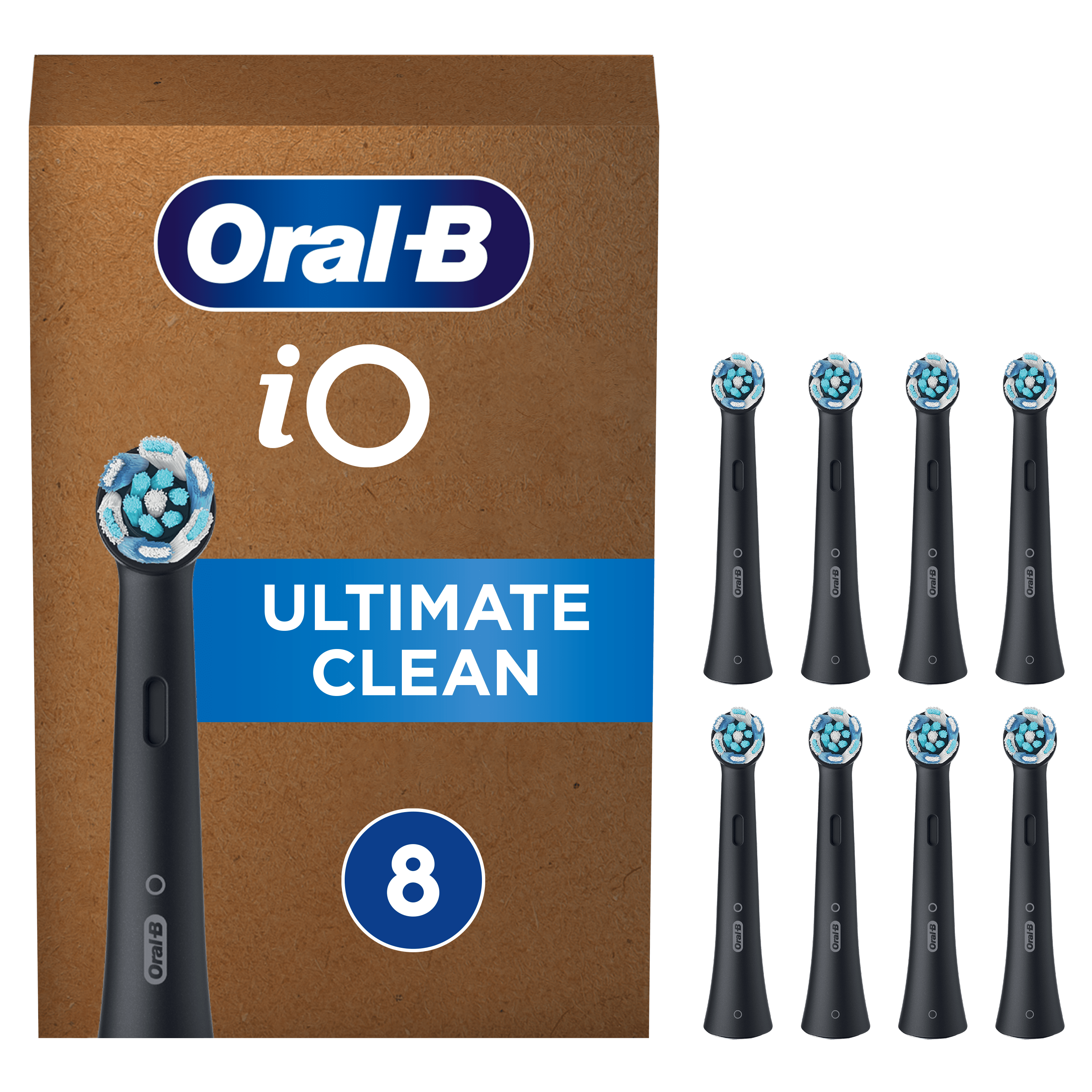 Oral-B iO Recambios Ultimate Clean en Negro  - Pack de 8