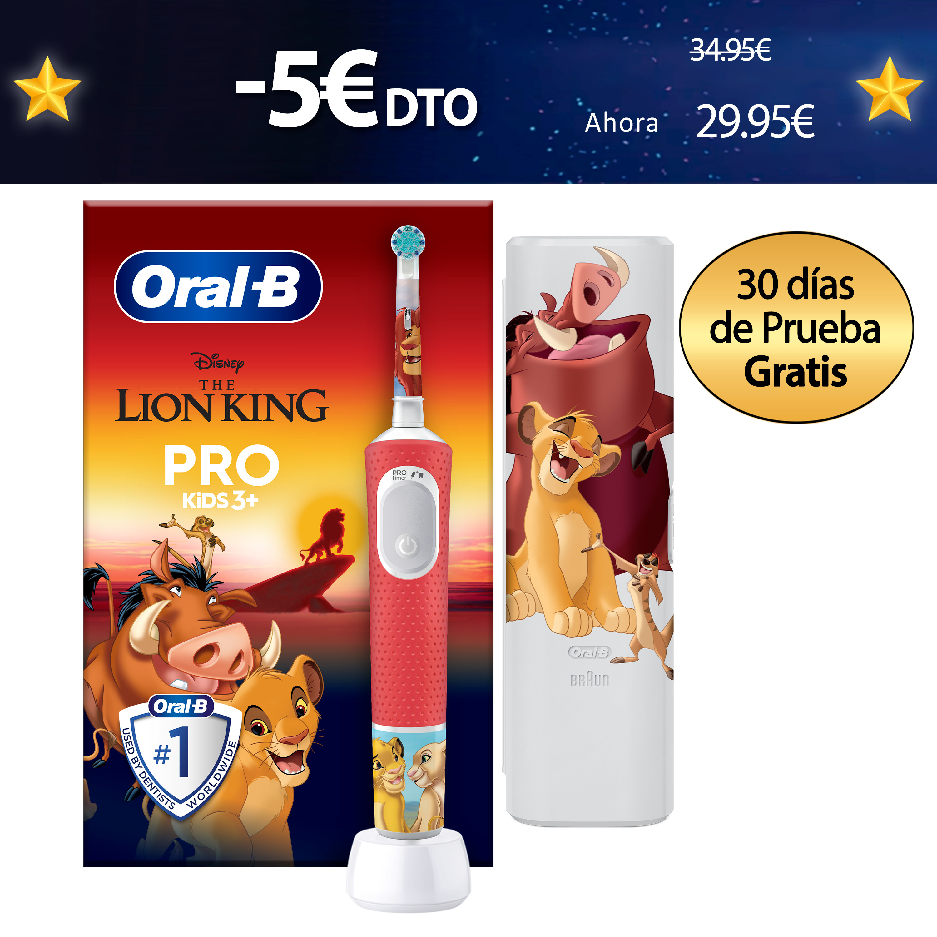 Oral-B Pro Kids Rey León Cepillo Eléctrico con 1 Recambio