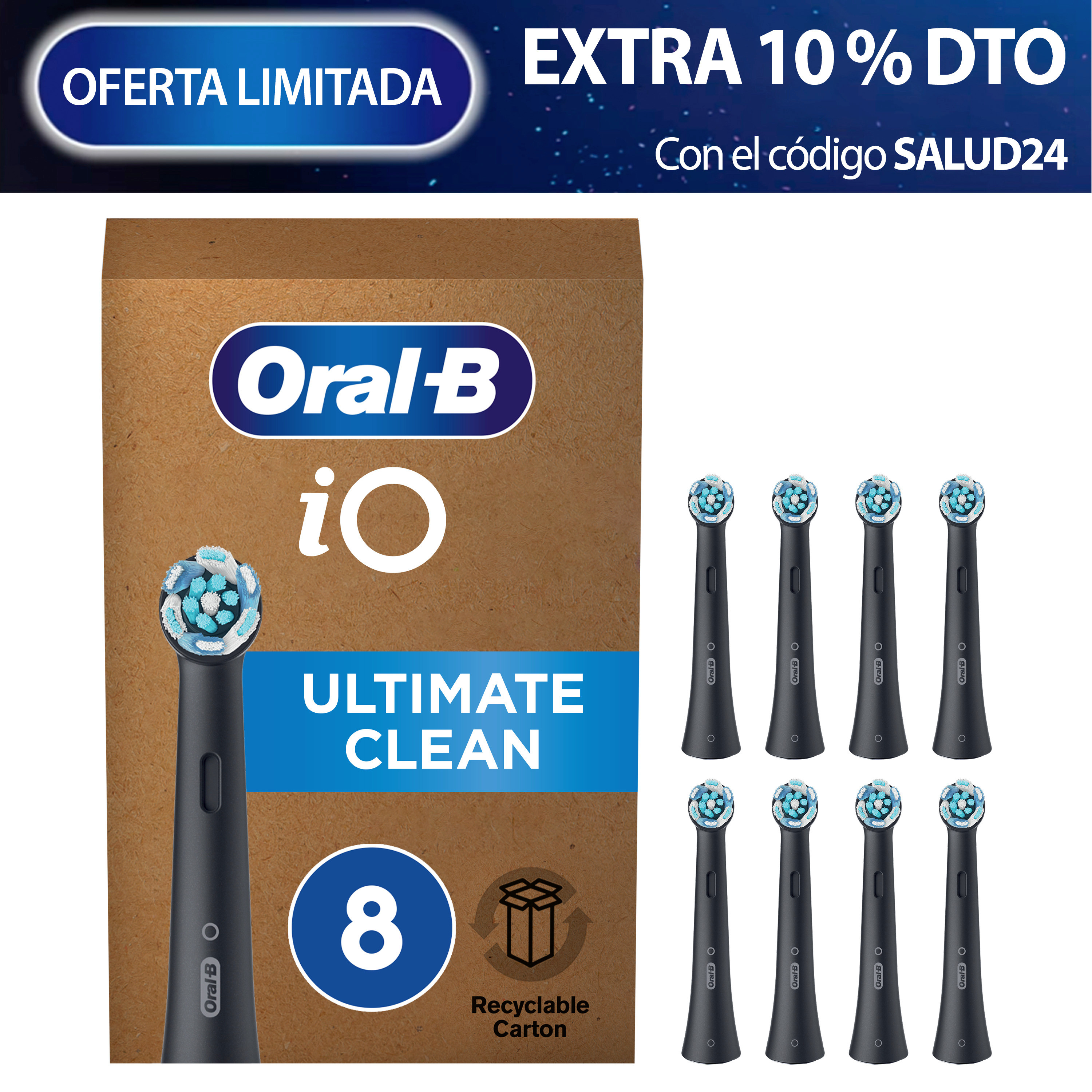 Oral-B IO 9 Pack De Cepillos Eléctricos Negros Con 3 Recambios | Oral-B