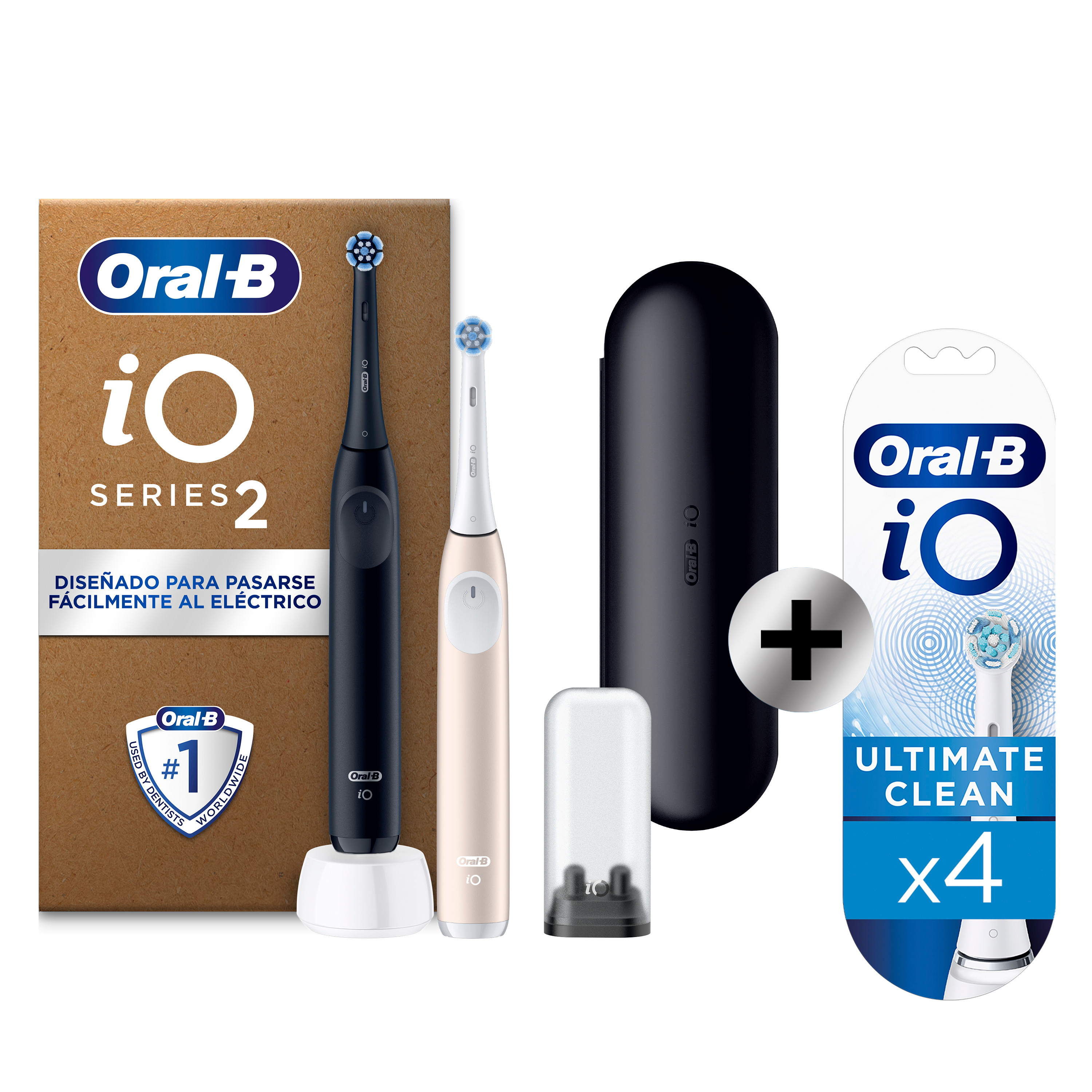 Oral-B iO 2 Pack Doble de Cepillos Eléctricos Negro y Rosa con 2+4 recambios