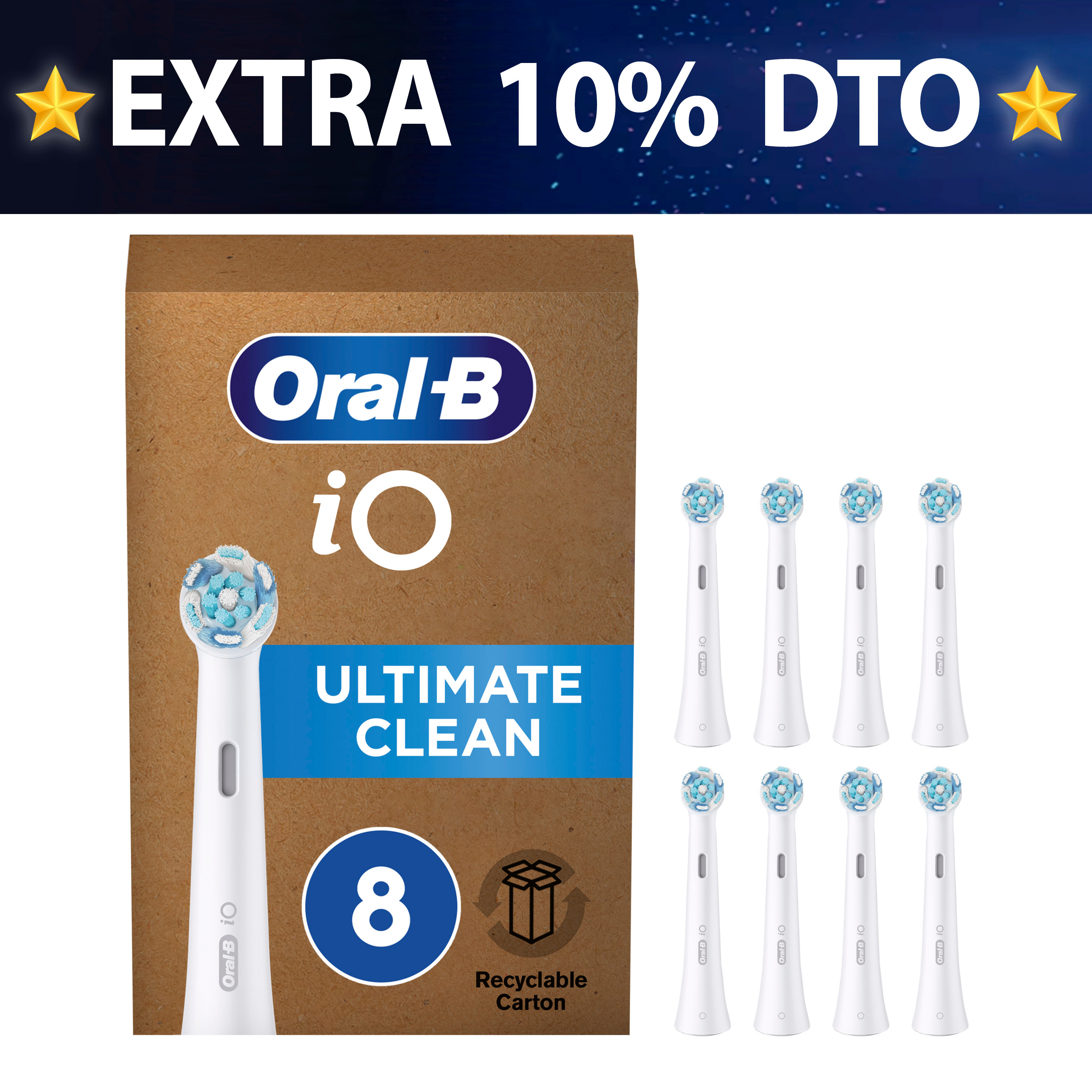 Oral-B iO Recambios Ultimate Clean en Blanco - Pack de 8