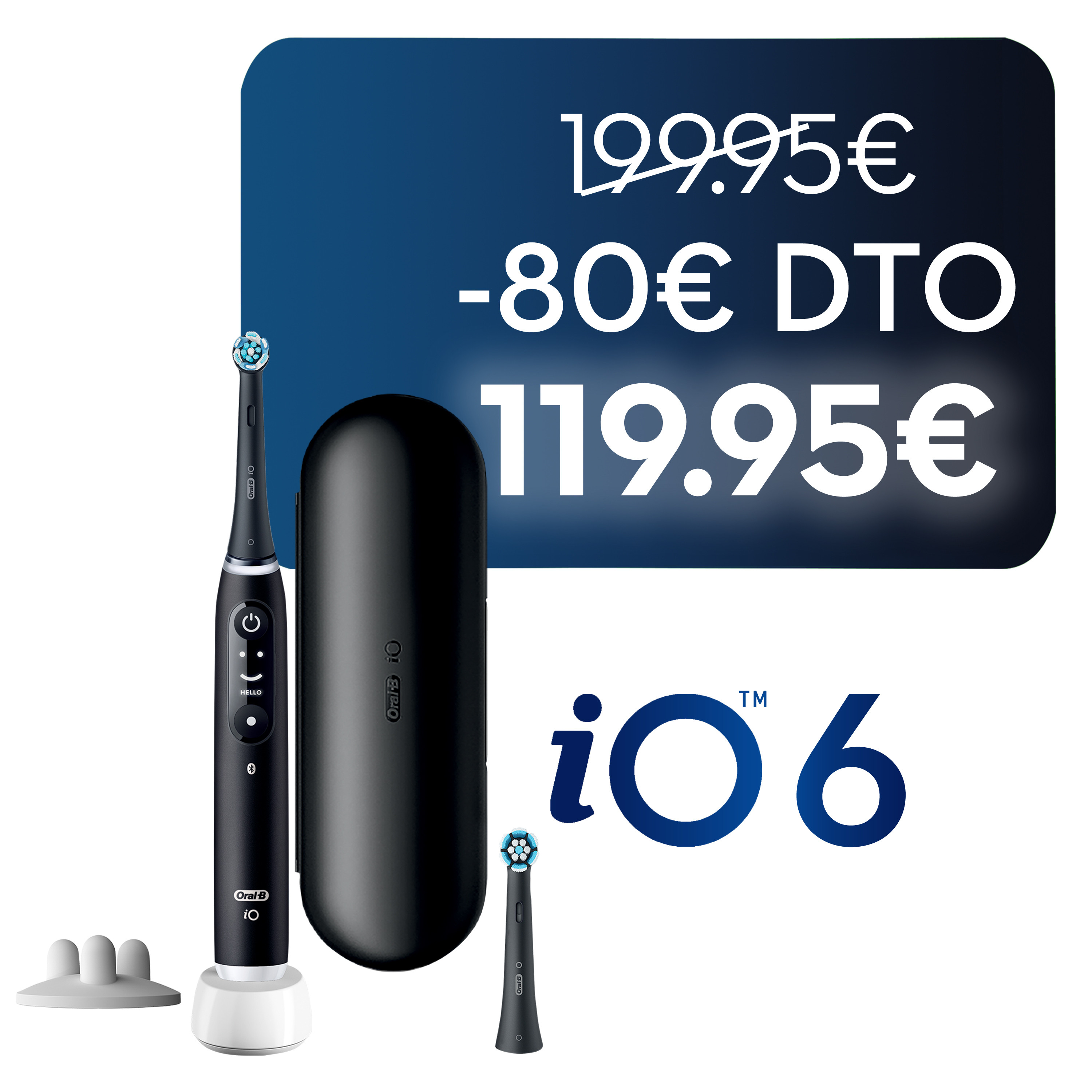 Oral-B iO 6 Cepillo Eléctrico Negro con 2 cabezales