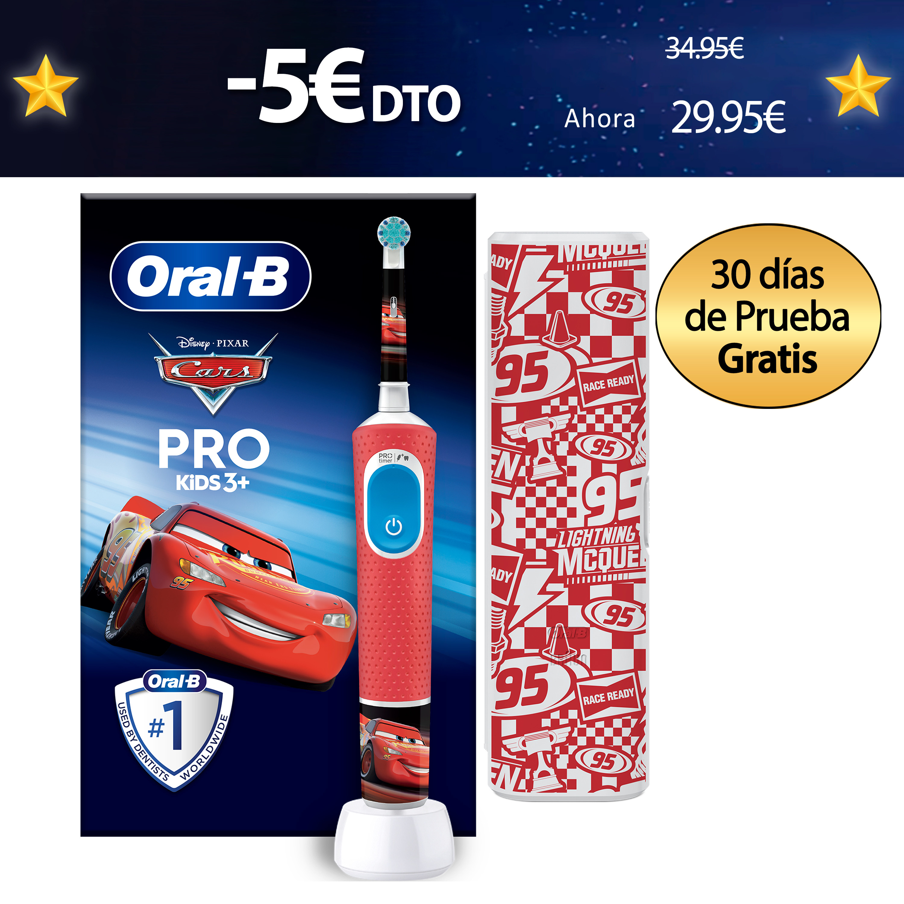 Oral-B Pro Kids Cars Cepillo Eléctrico con 1 Recambio