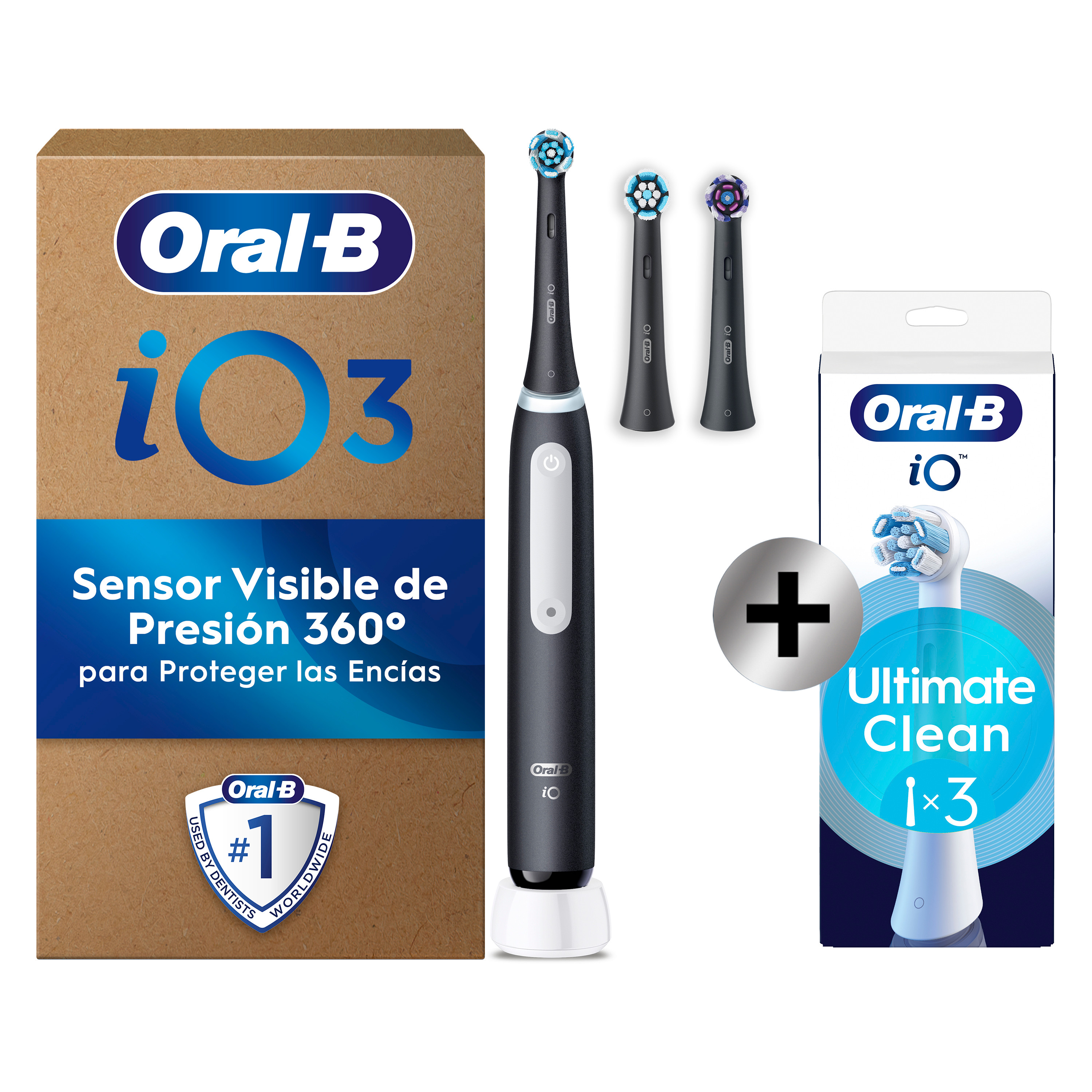Oral-B iO 3 Pack de Cepillo Eléctrico Negro con 3+3 cabezales