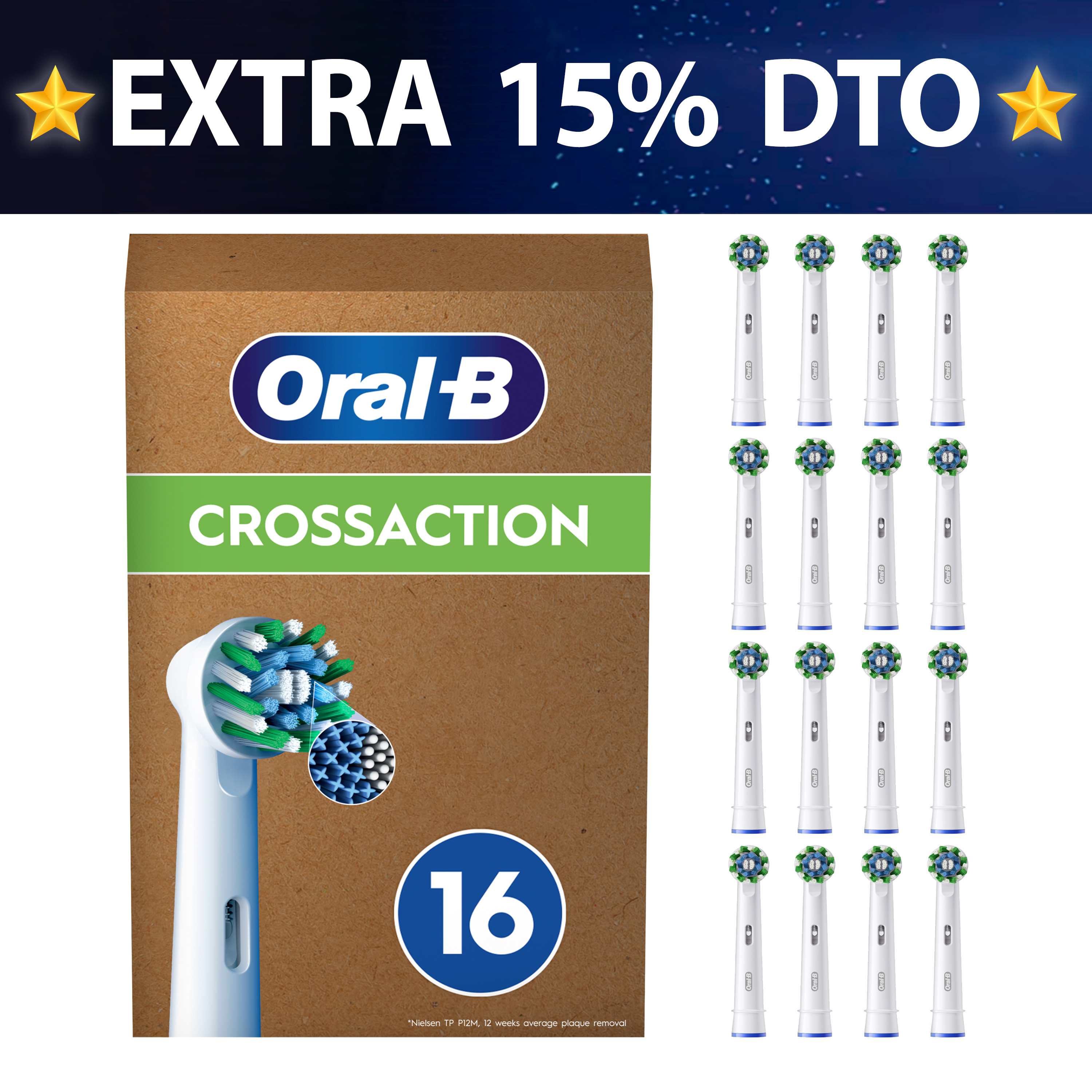 Oral-B Recambios Cross Action en Blanco - Pack de 16