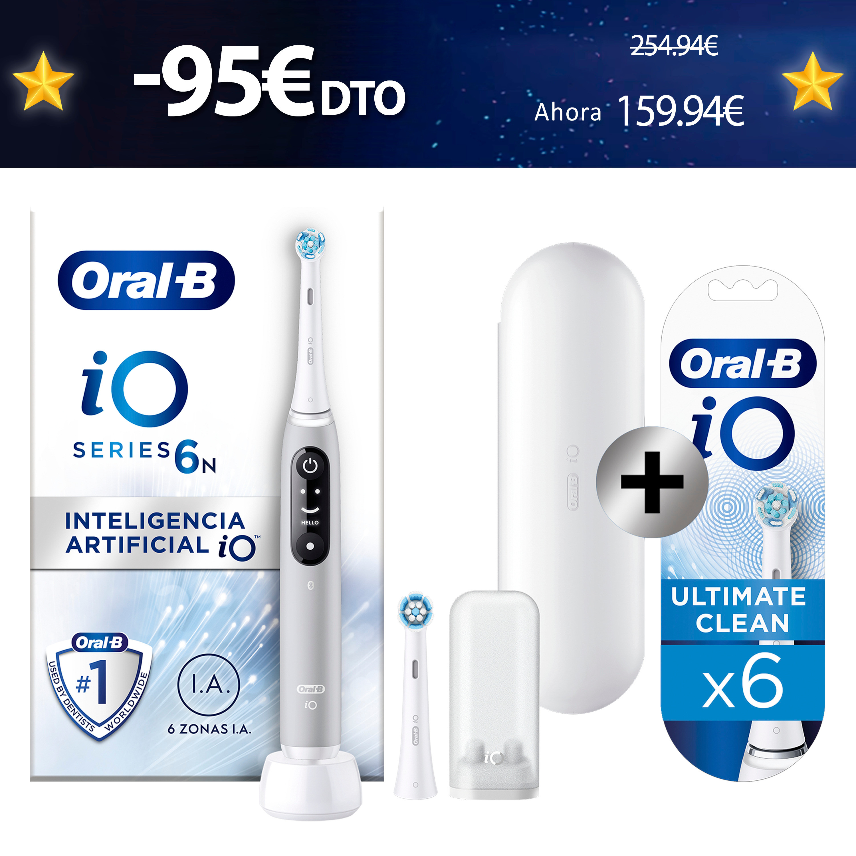 Oral-B iO6 Cepillo Eléctrico con 2 Recambios