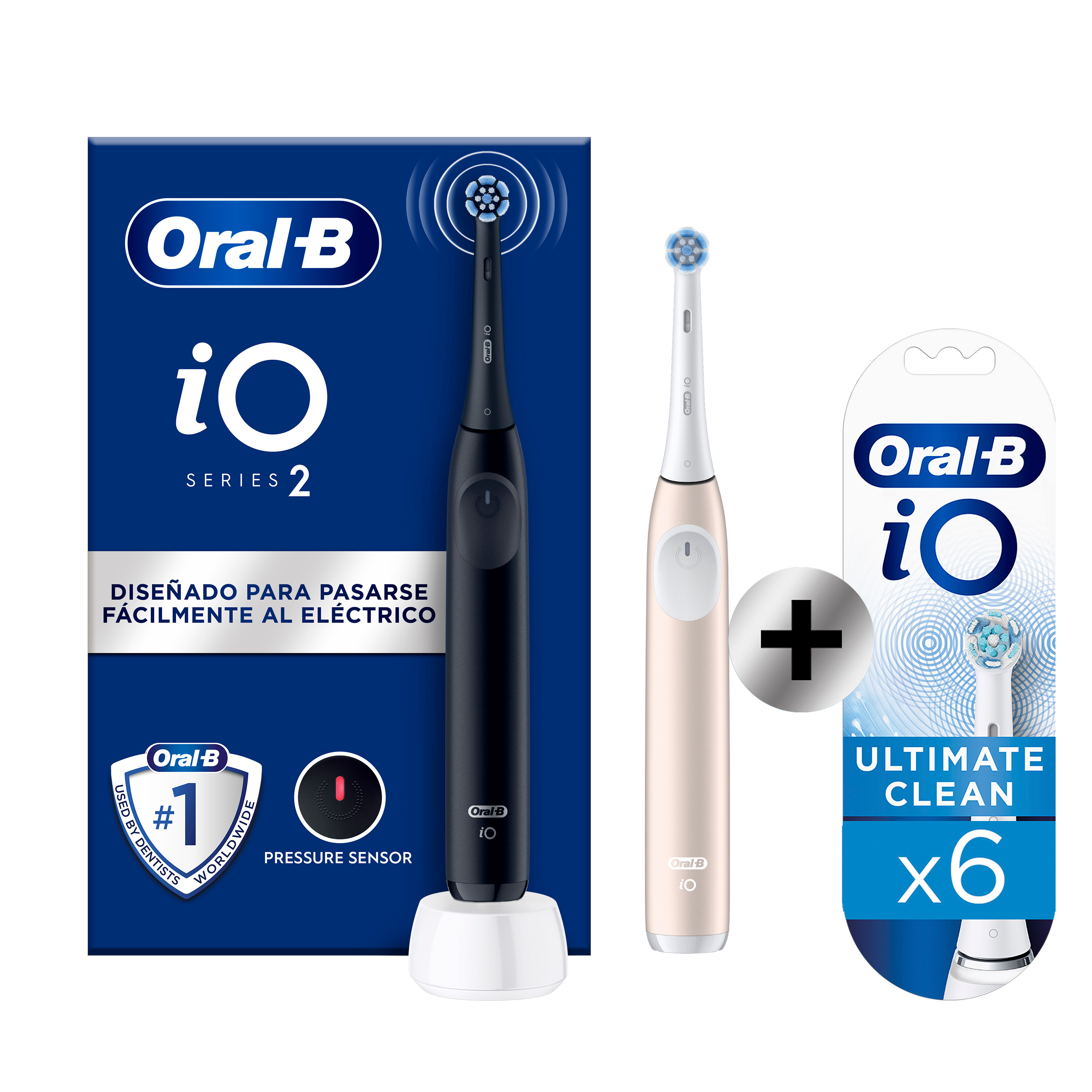 Oral-B iO 2 Dúo de Cepillos Eléctricos Negro y Rosa con 2+6 recambios