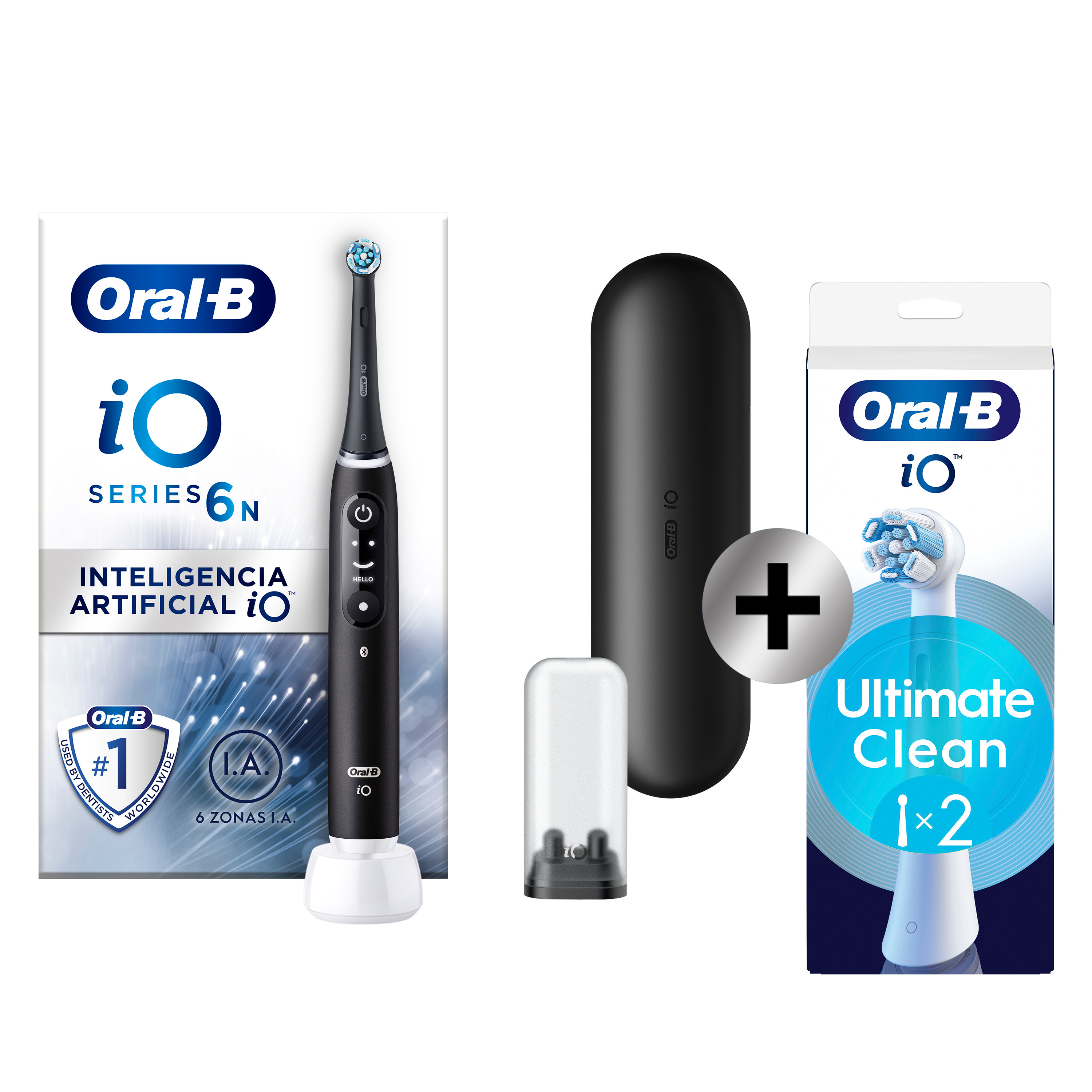 Oral-B iO 6 Cepillo Eléctrico negro con 2 + 2 Recambios
