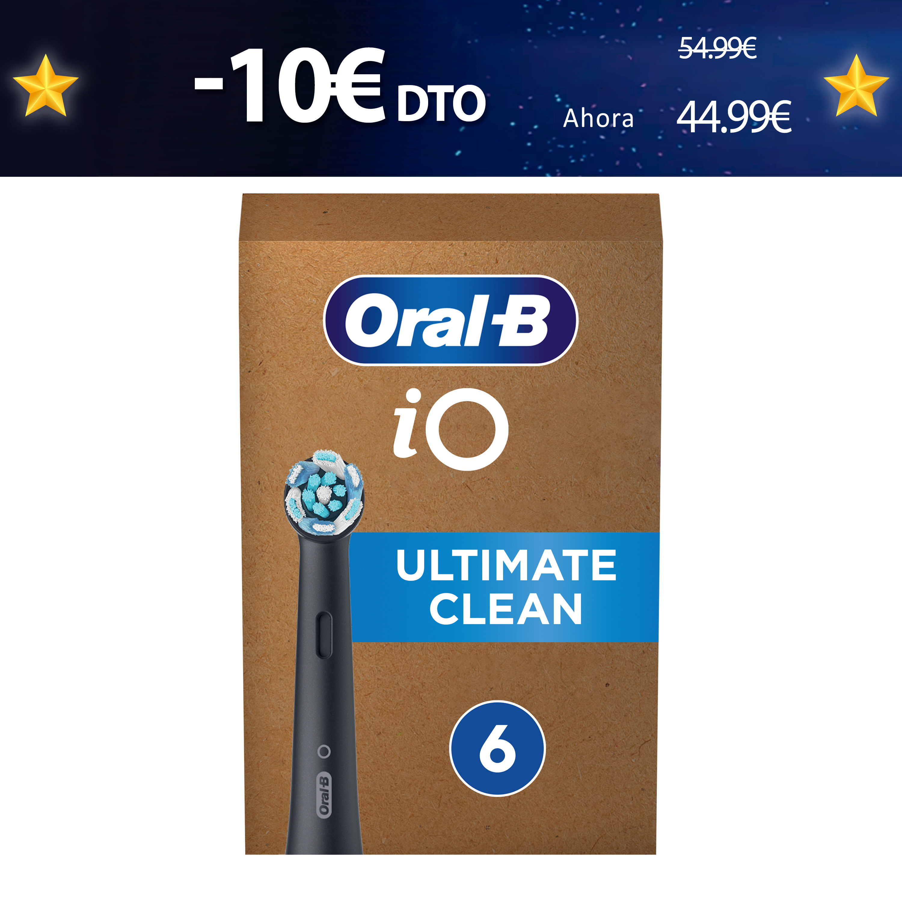 Oral-B iO Recambios Ultimate Clean en Negro - Pack de 6