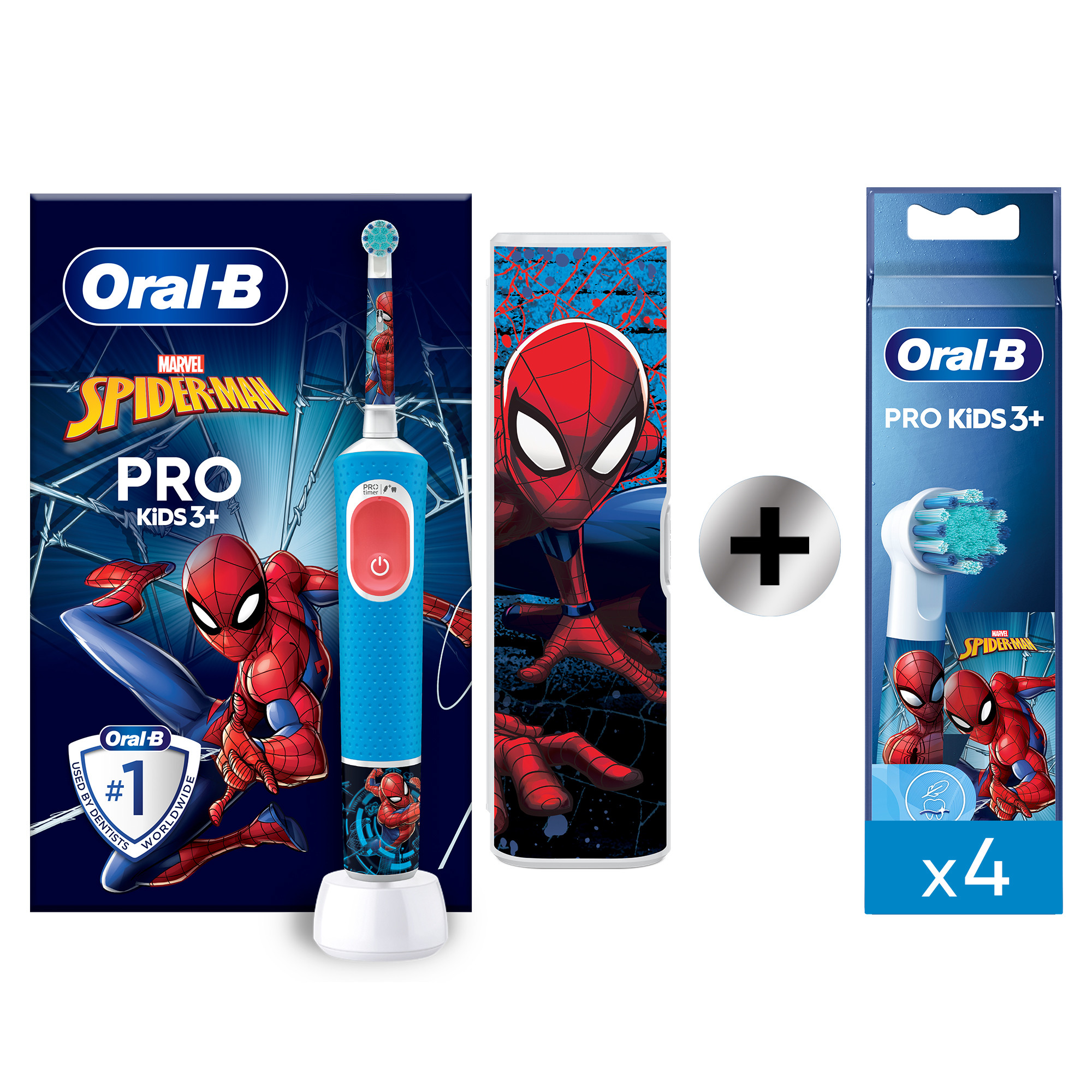 Oral-B Pro Kids Spiderman Cepillo Eléctrico con 1 + 4 Recambios