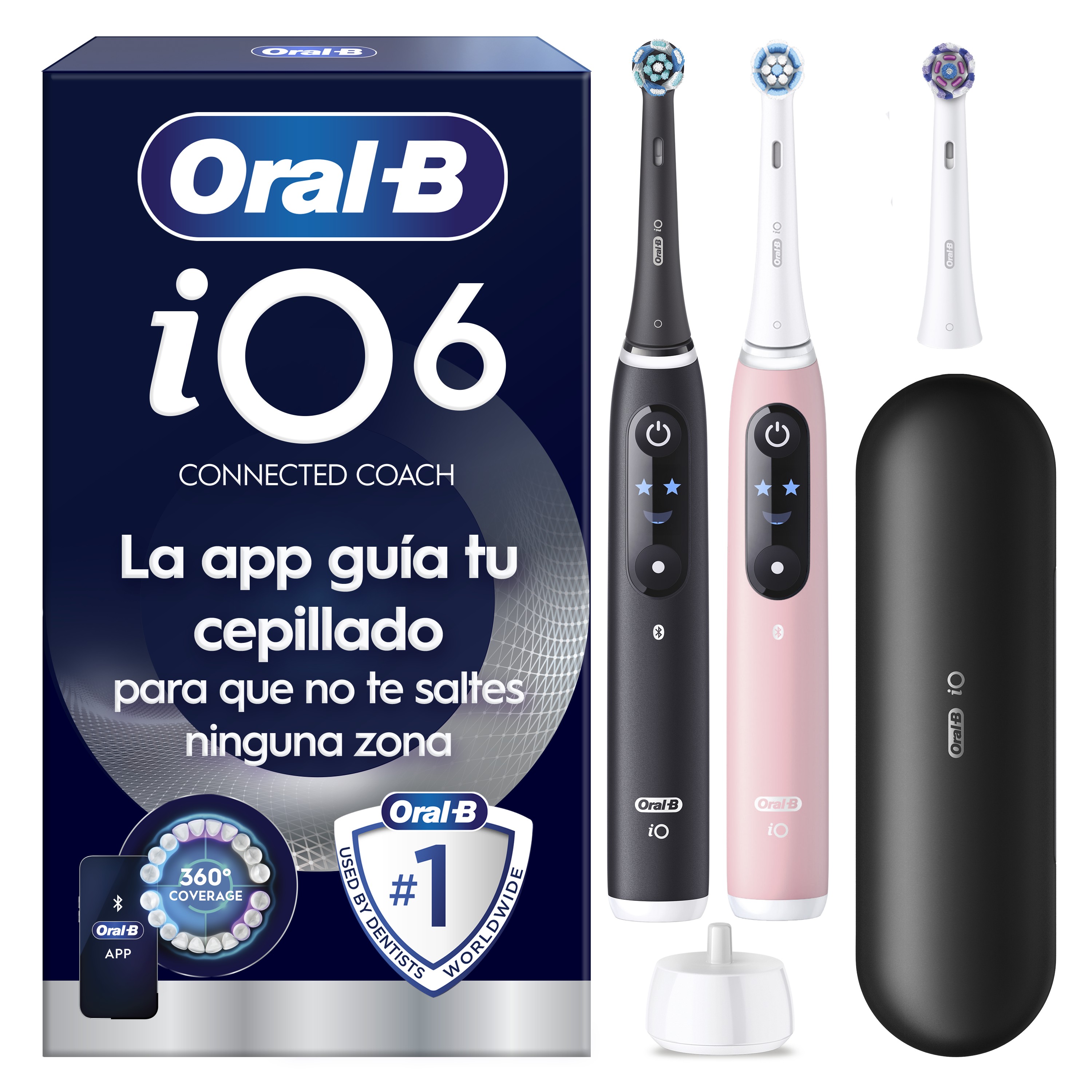 Oral-B iO6 Pack Dúo de Cepillos Eléctricos Negro y Rosa con 3 cabezales